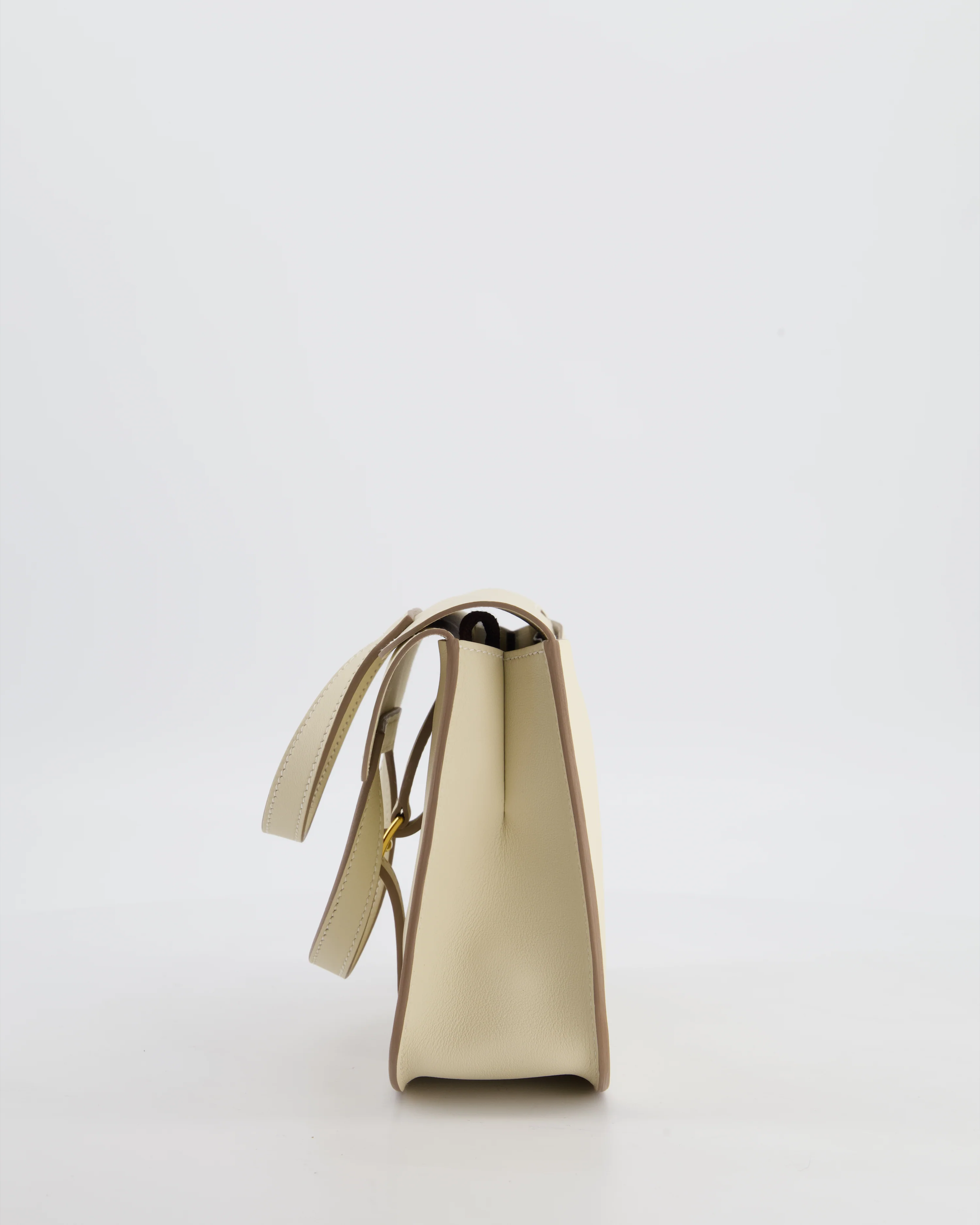 *NEW SIZE* Hermès Mini Halzan Bag in Craie Swift Leather with Gold Hardware - Image 9
