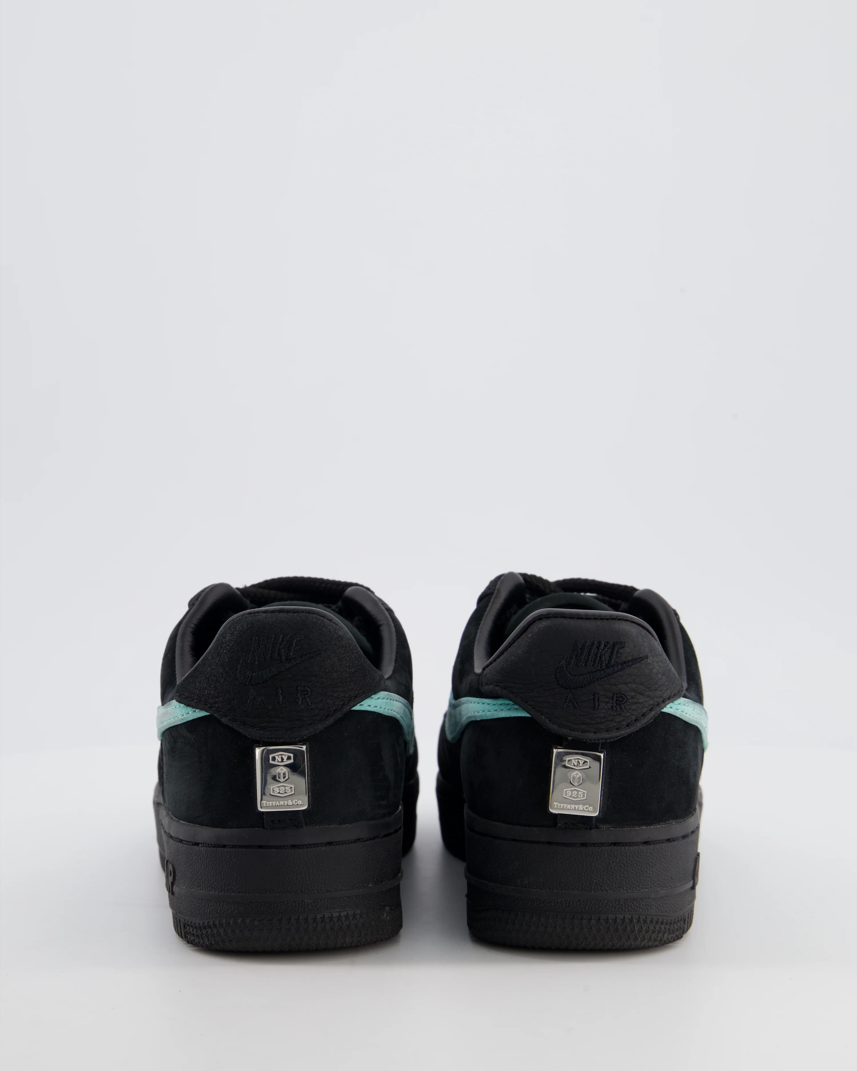 Nike Air Force 1 Low x Tiffany & Co. 1897 Black Suede Trainers with Tiffany Blue Nubuck Swoosh Logo & Silver Badge Detail Size EU 37 - Image 6