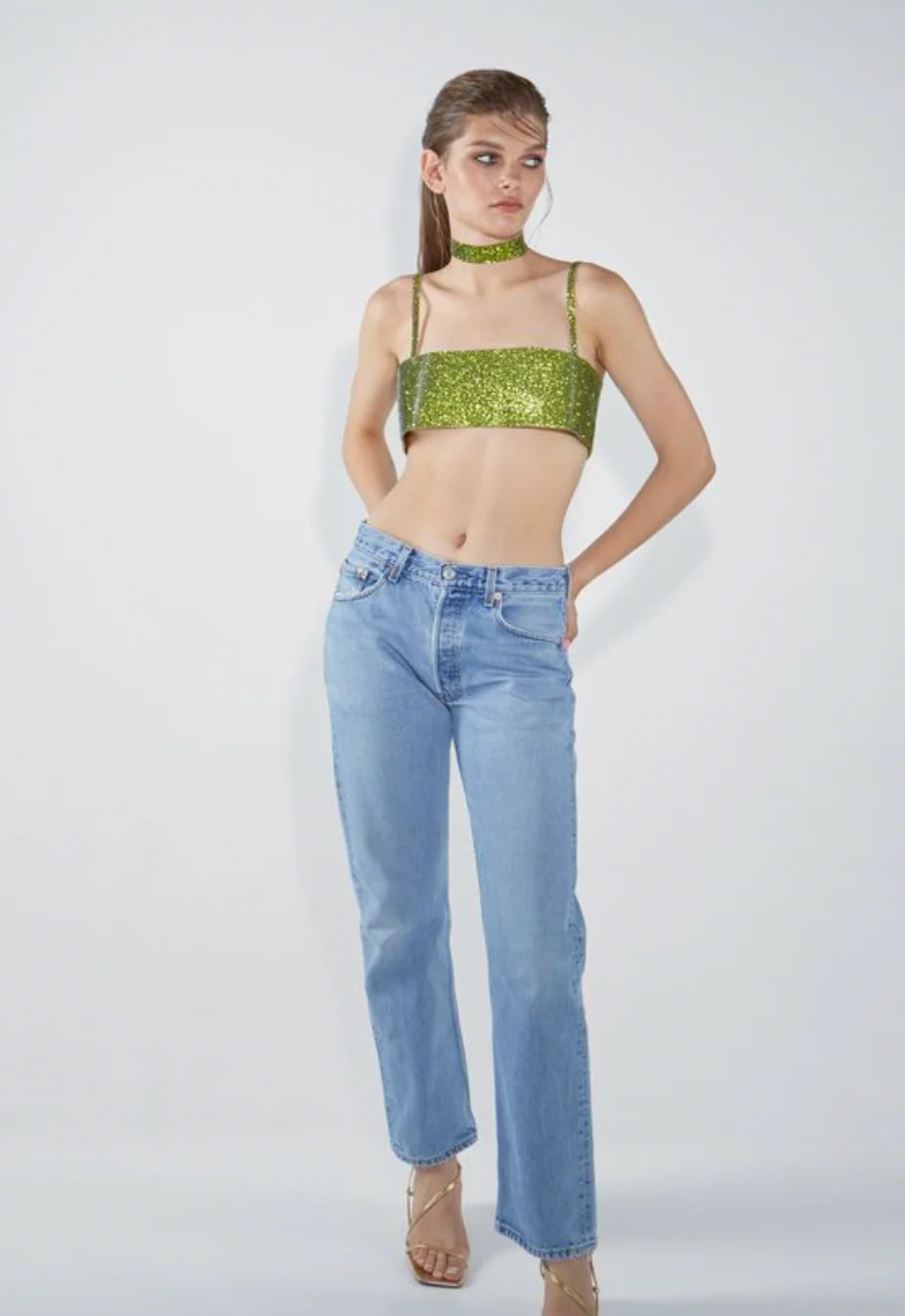 Nué Green Charlotte Top with Crystals Size S (UK 8) RRP £426 - Image 6