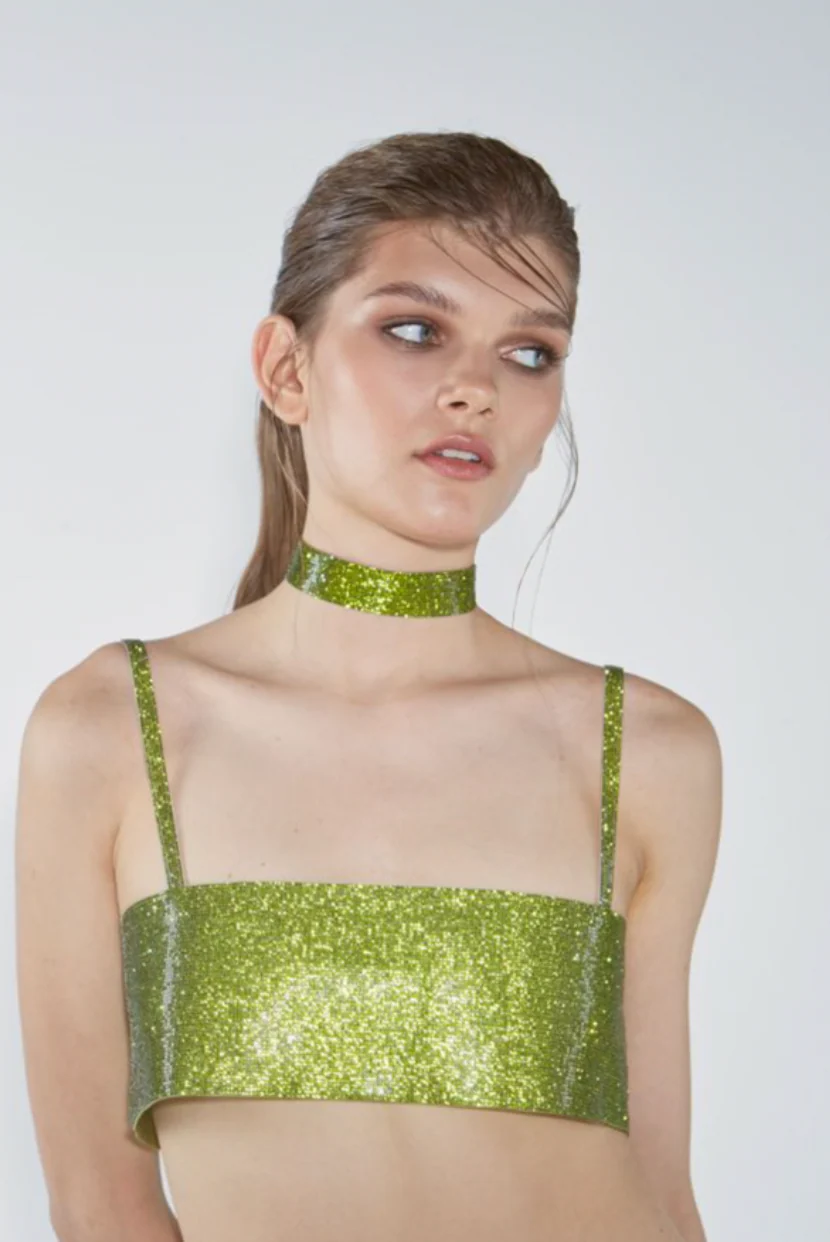 Nué Green Charlotte Top with Crystals Size S (UK 8) RRP £426 - Image 8