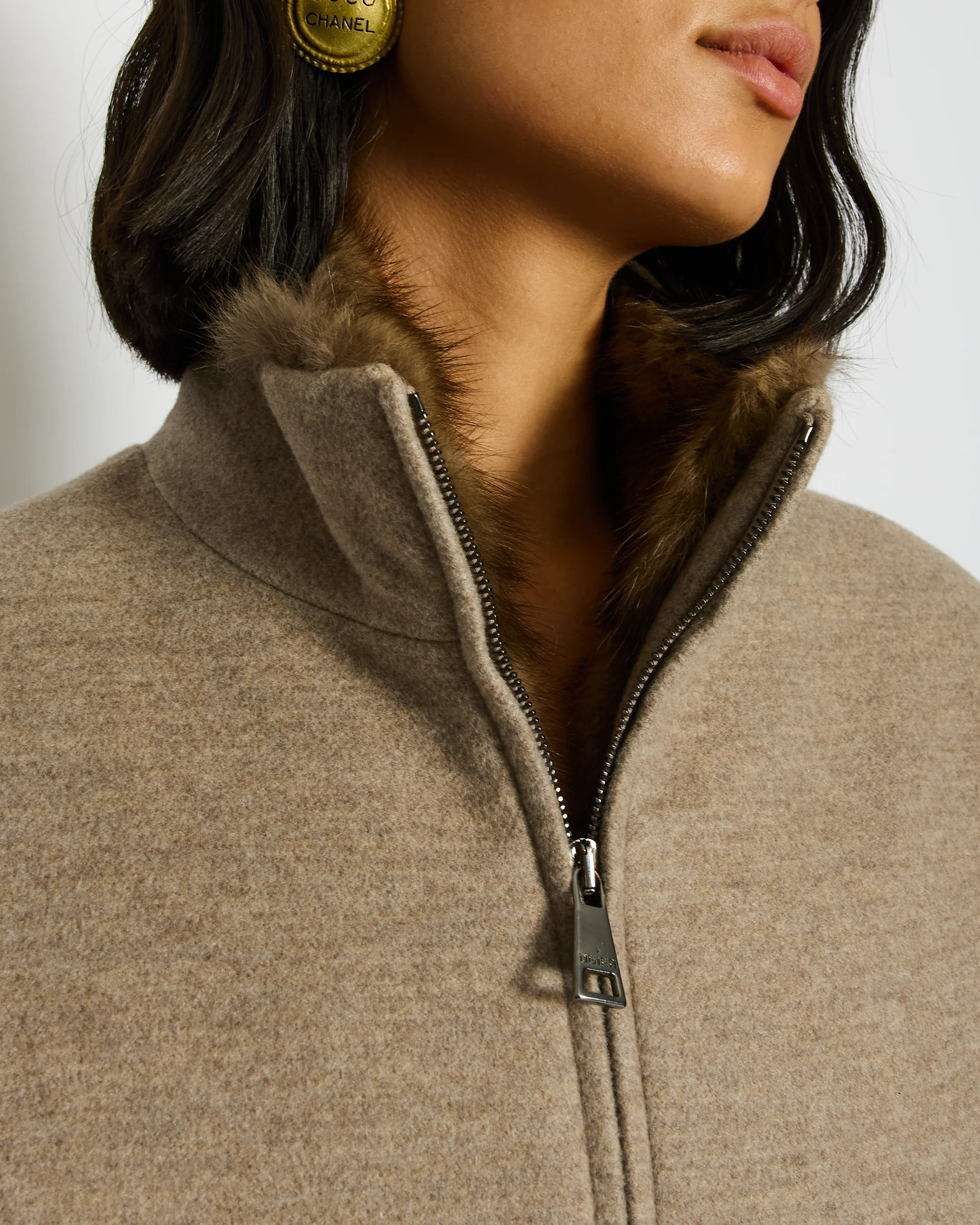Ogier Brown Long Sleeve Cashmere Jacket with Sable Lining Detail Size IT 42 (UK 10) - Image 2