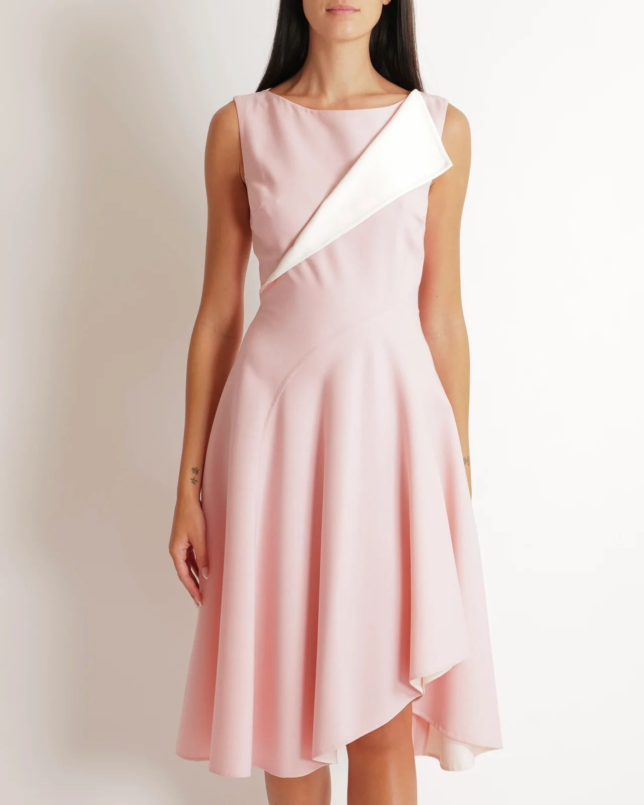 Oscar De La Renta SS 2015 Bubblegum Pink and White Sleeveless Midi Dress Size US 6 (UK 10) - Image 2