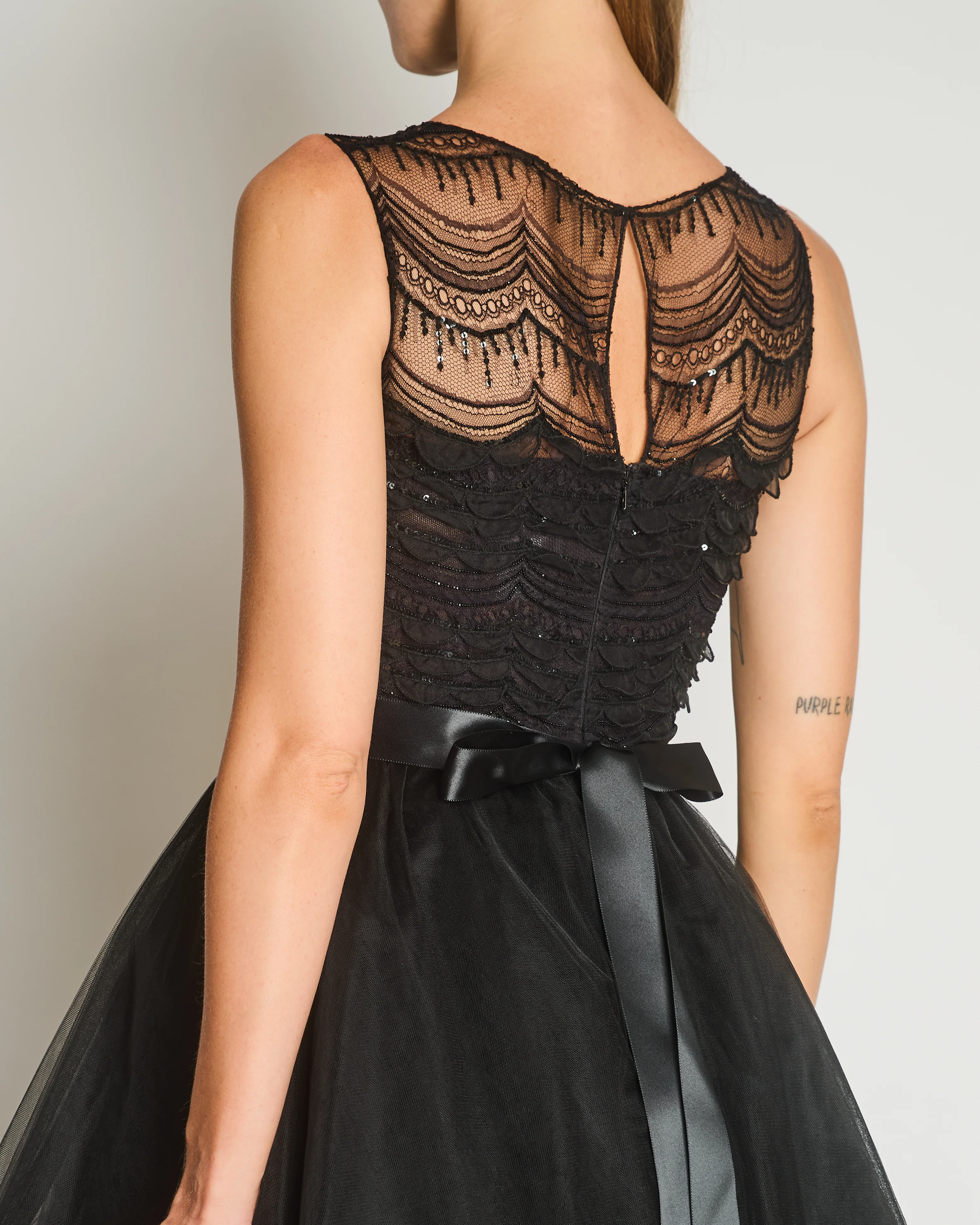 Oscar De La Renta Tulle Sleeveless Maxi Gown Dress with Sequinned Lace Bustier Detail Size US 4 (UK 8) - Image 5