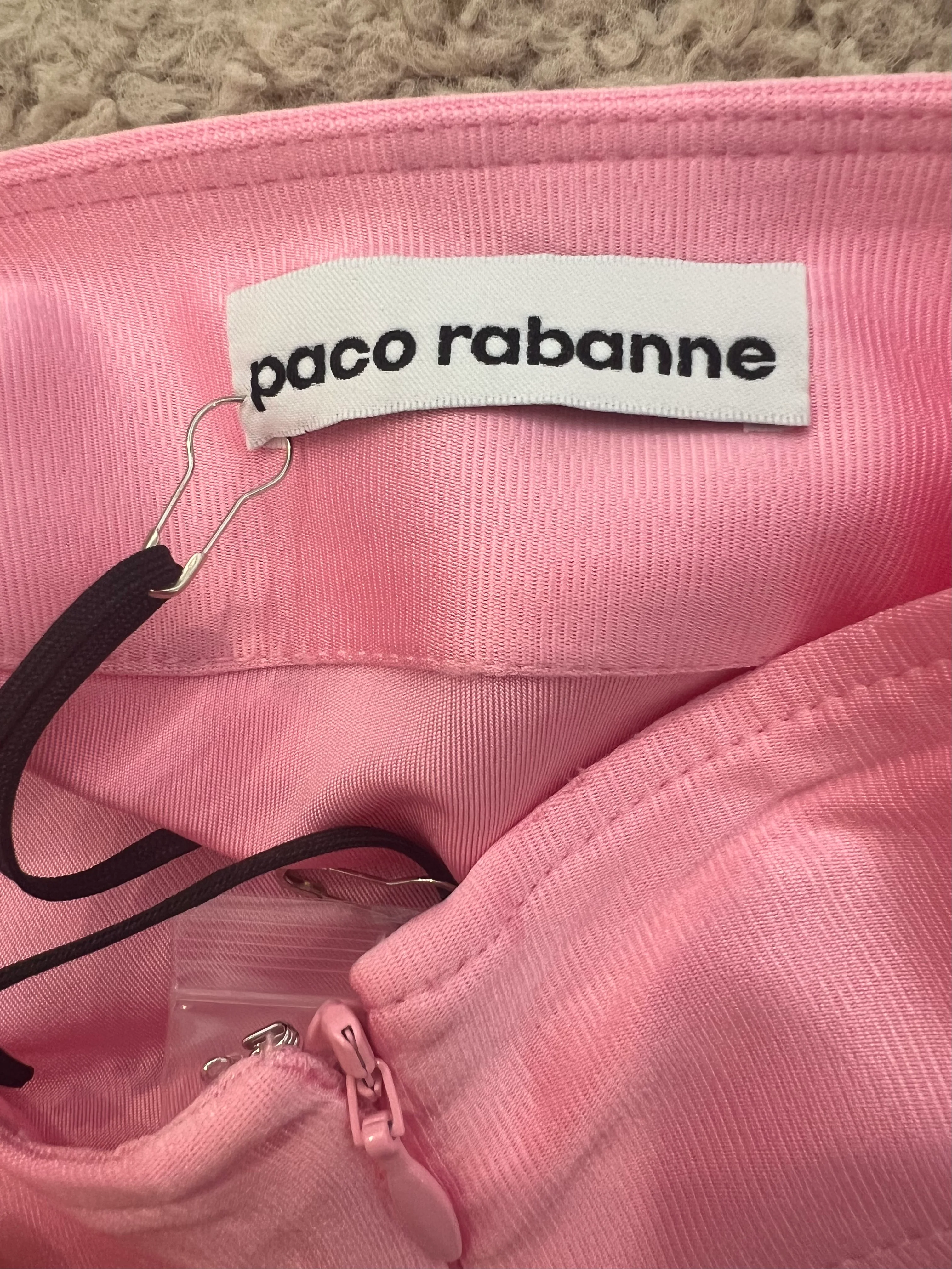 Paco Rabanne Pink Mini Skirt with Sequined Pleated Hem and Gold Buttons Detail Size FR 36 (UK 8) - Image 4