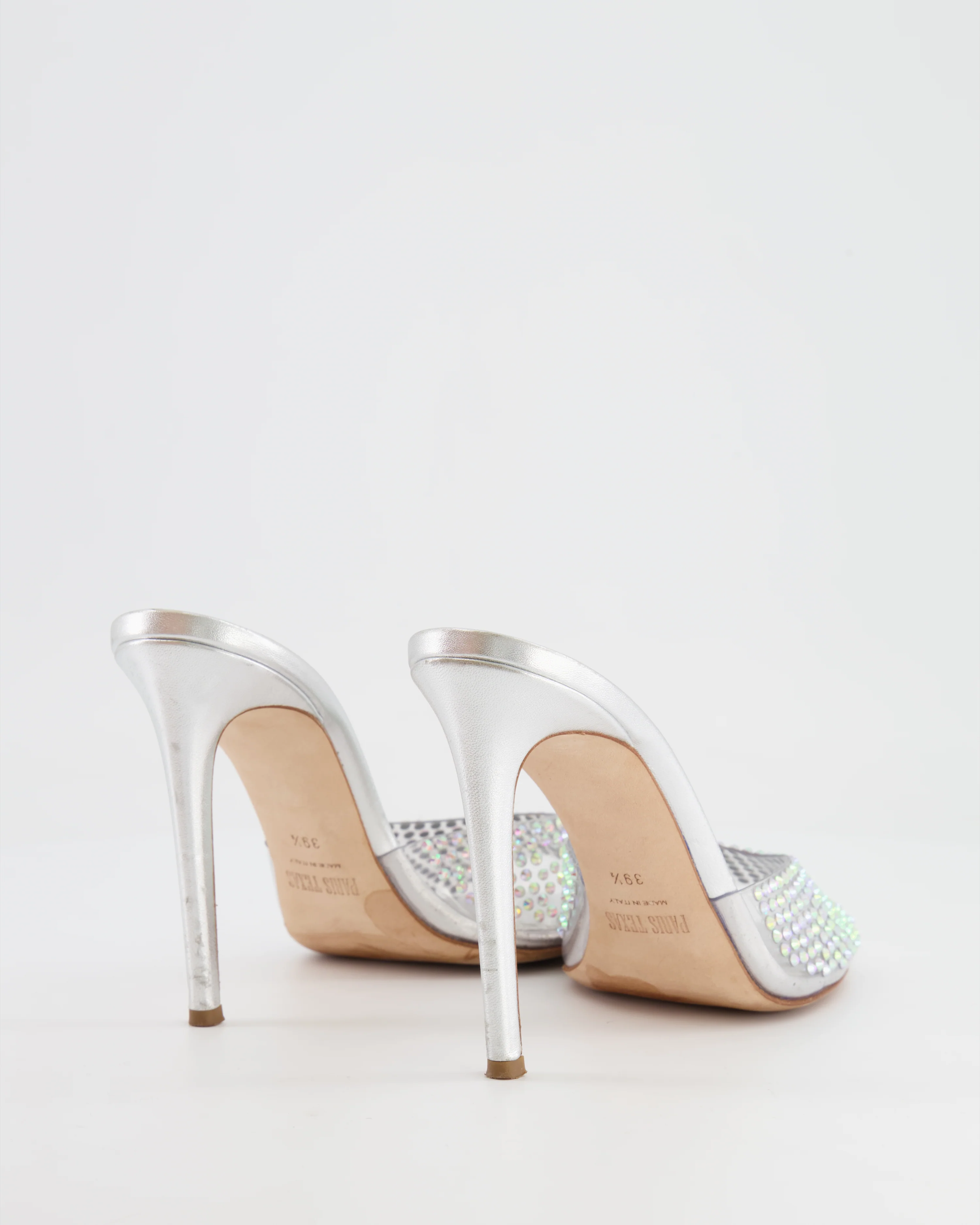 Paris Texas Silver Crystal-Embellished High-Heel Mules Size EU 39.5 - Image 4