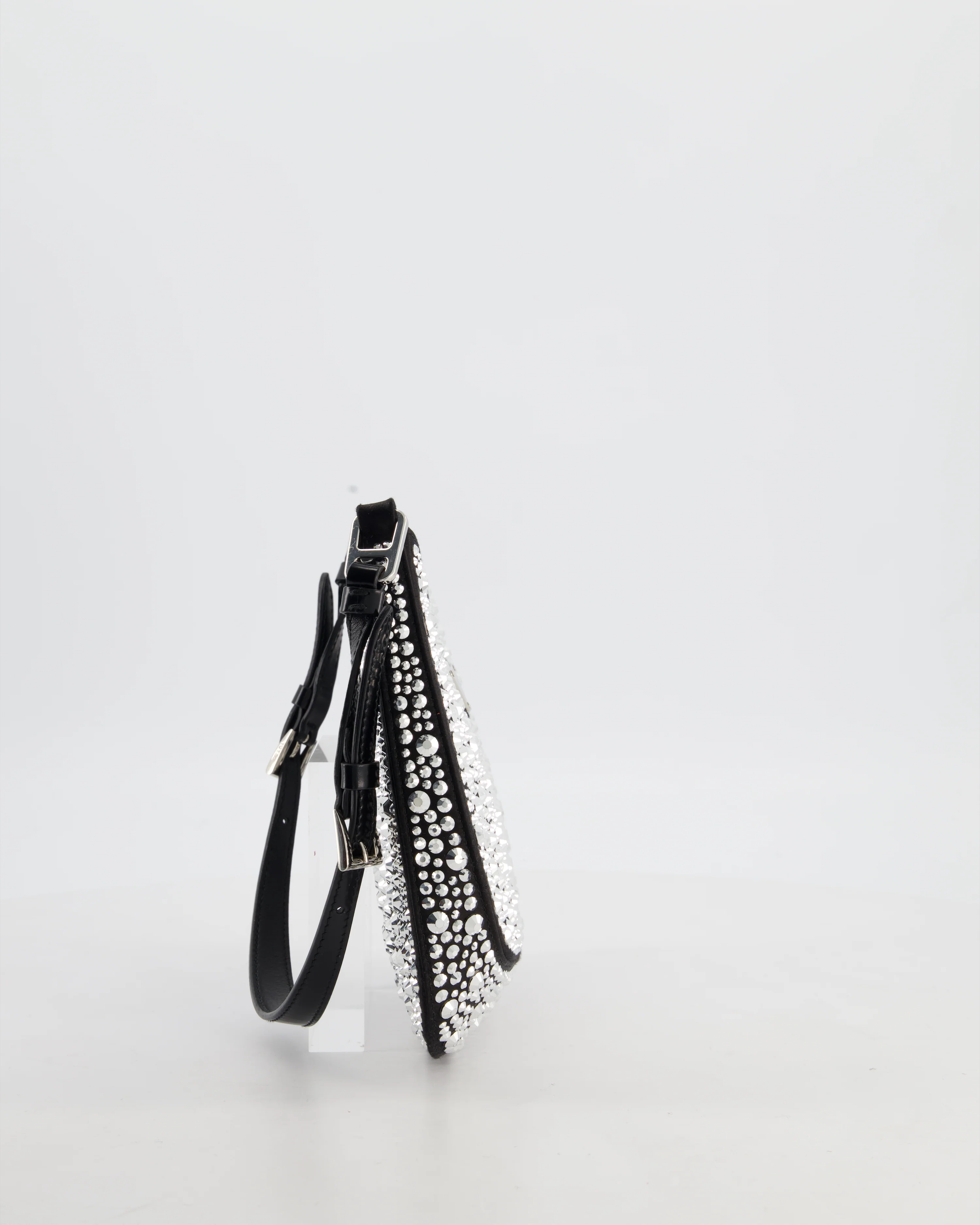 Prada Black Cleo Small Bag with in Satin with Rhinestone Details RRP £2,000 - Image 4