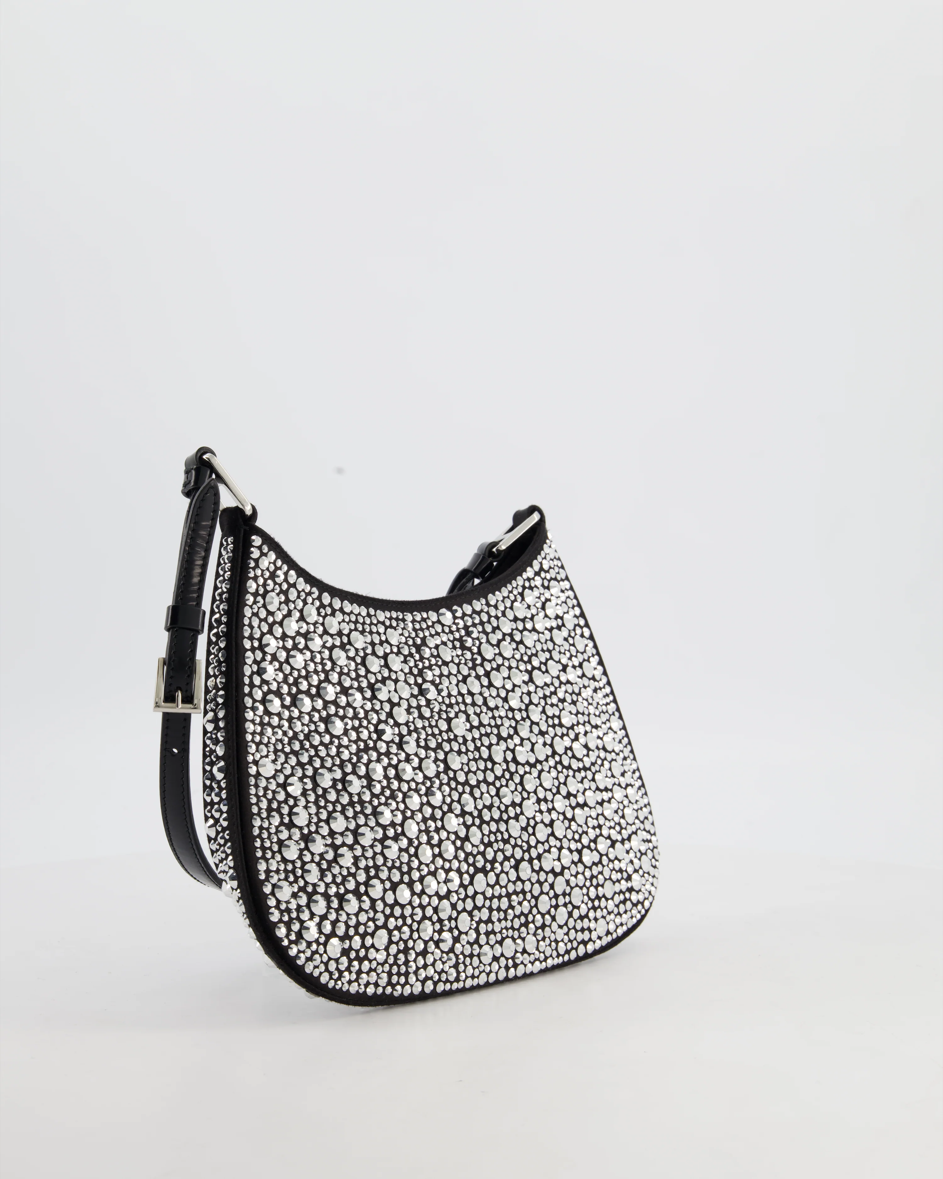 Prada Black Cleo Small Bag with in Satin with Rhinestone Details RRP £2,000 - Image 7