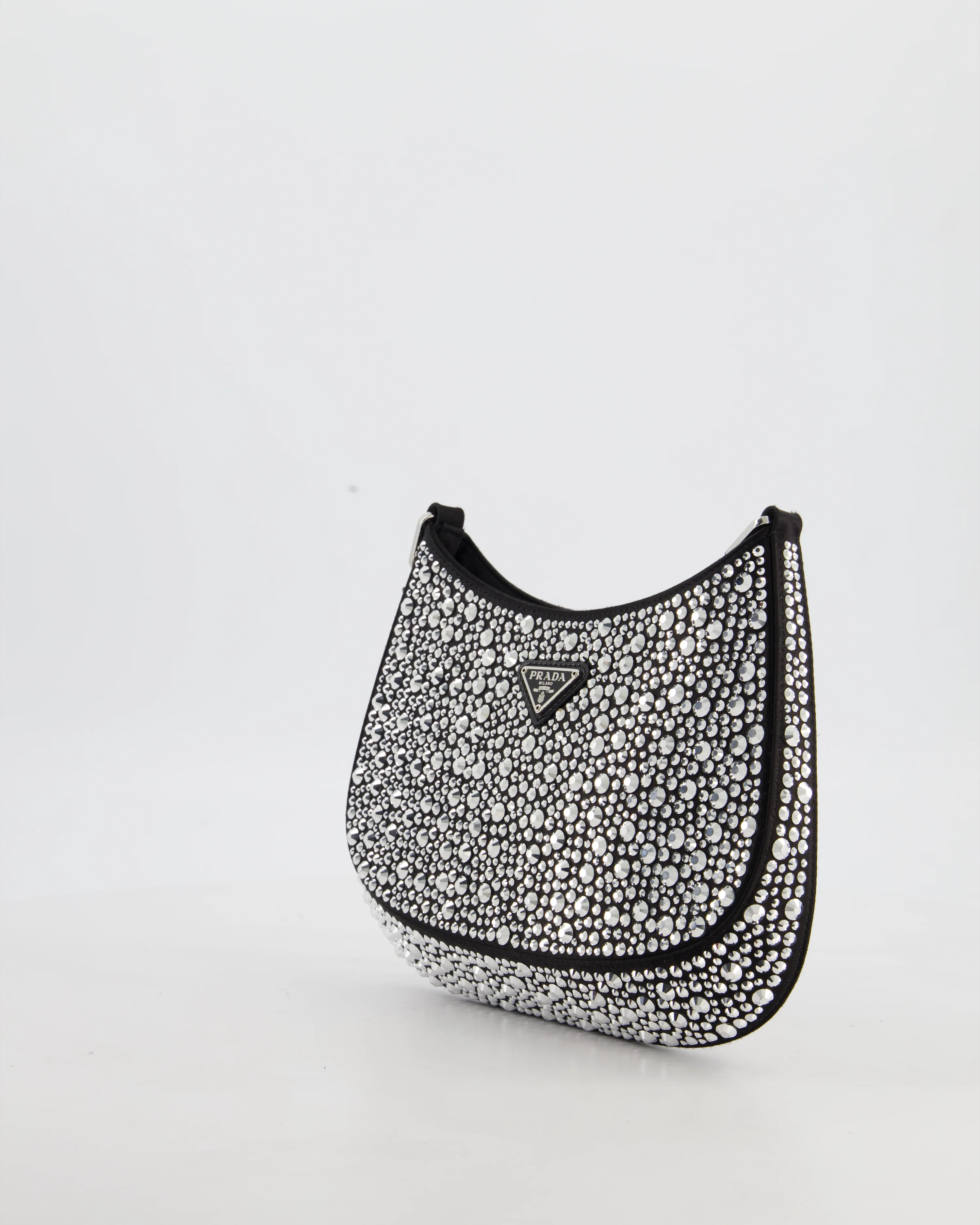 Prada Black Cleo Small Bag with in Satin with Rhinestone Details RRP £2,000 - Image 9