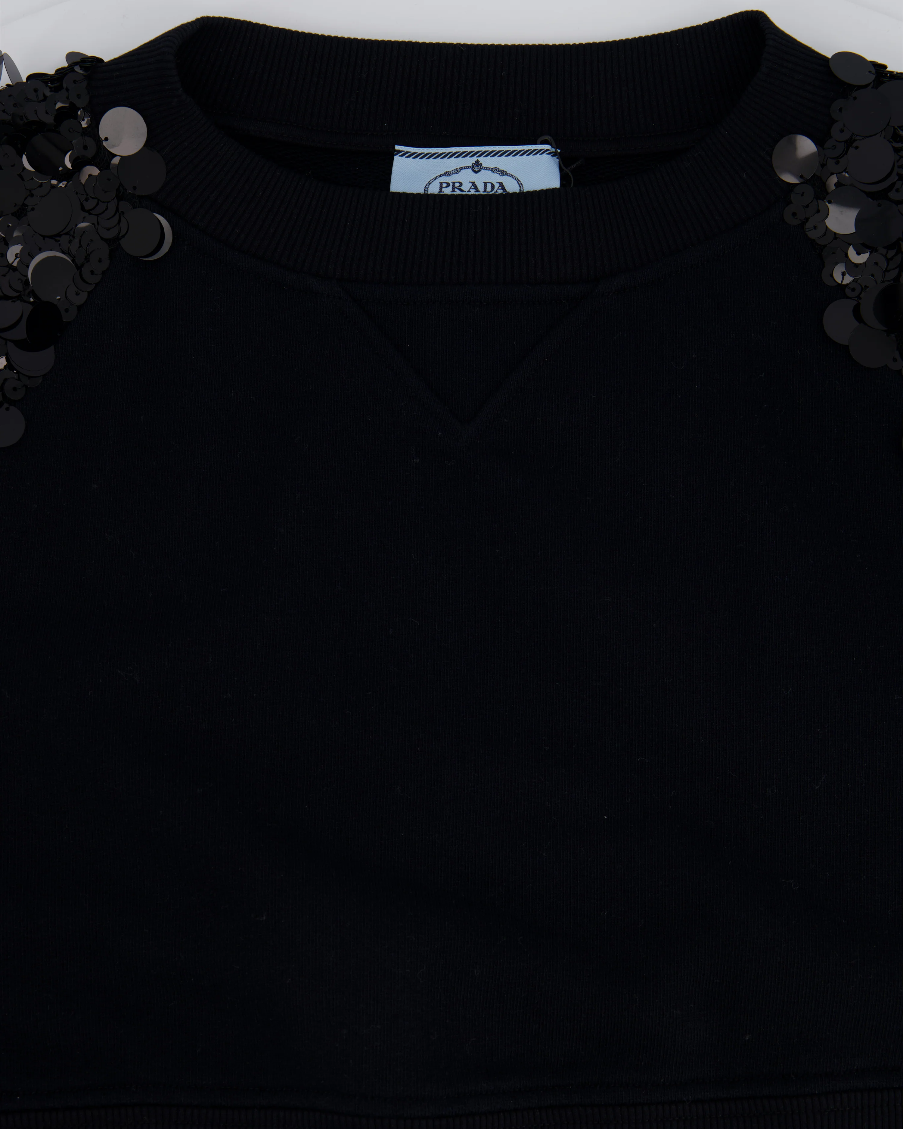 Prada Black Cotton Shorts and Crop Top Set With Sequin Embellishment Detail Size Small (UK 8) - Image 11
