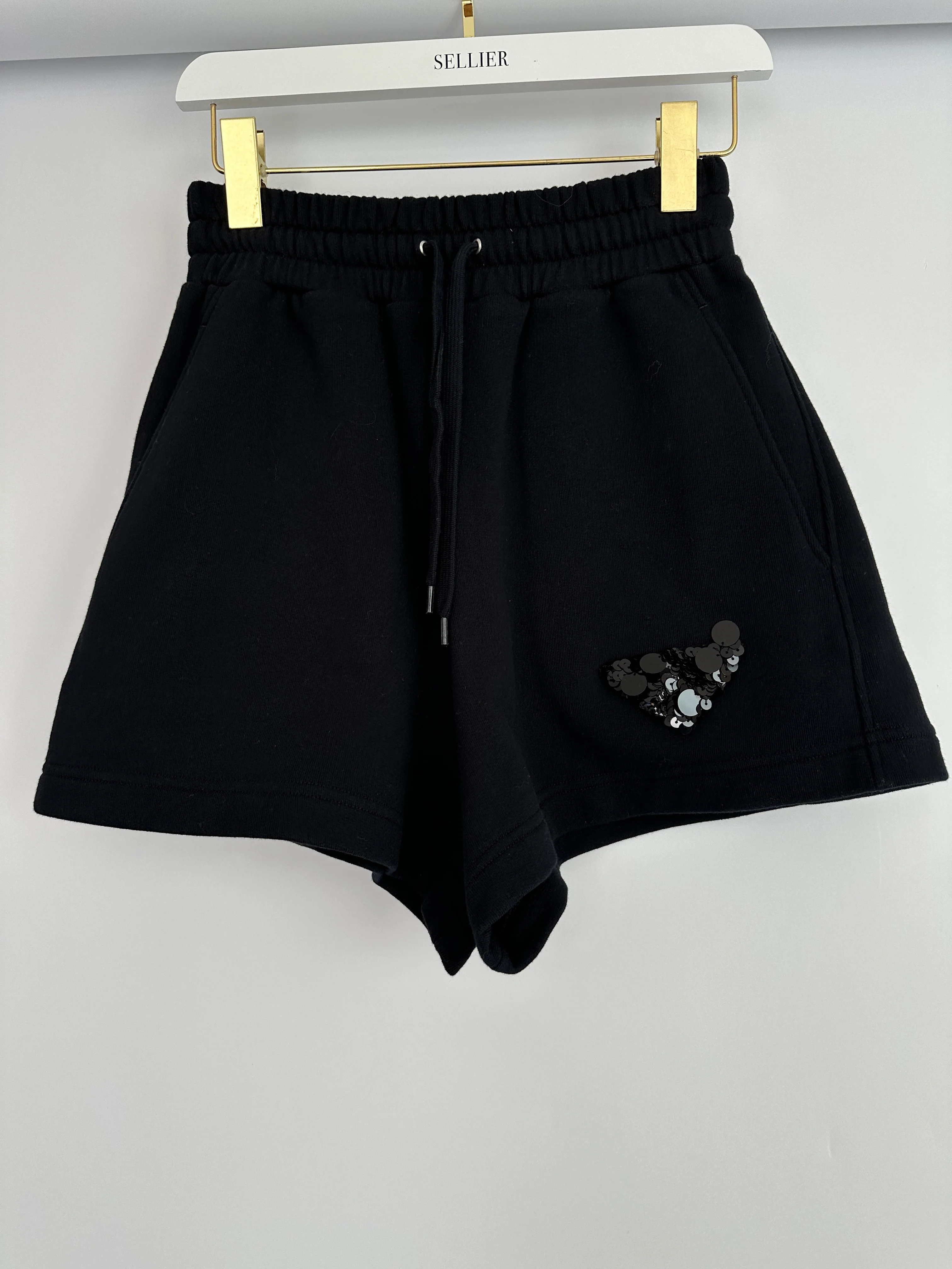Prada Black Cotton Shorts and Crop Top Set With Sequin Embellishment Detail Size Small (UK 8) - Image 13