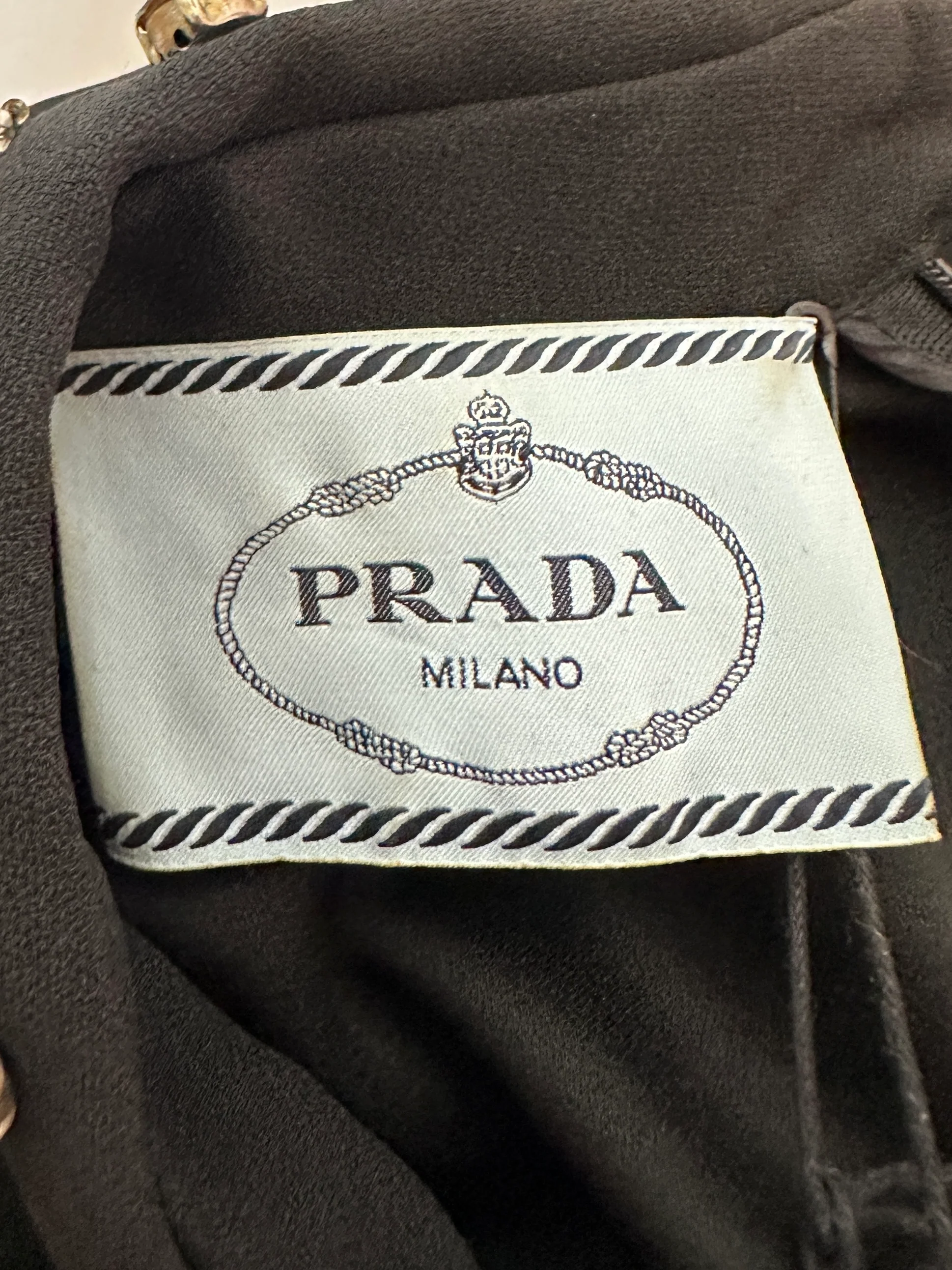 Prada Black Long Sleeve Midi Dress with Crystal Embellishment Details on Collar and Belt Size IT 42 (UK 10) - Image 14