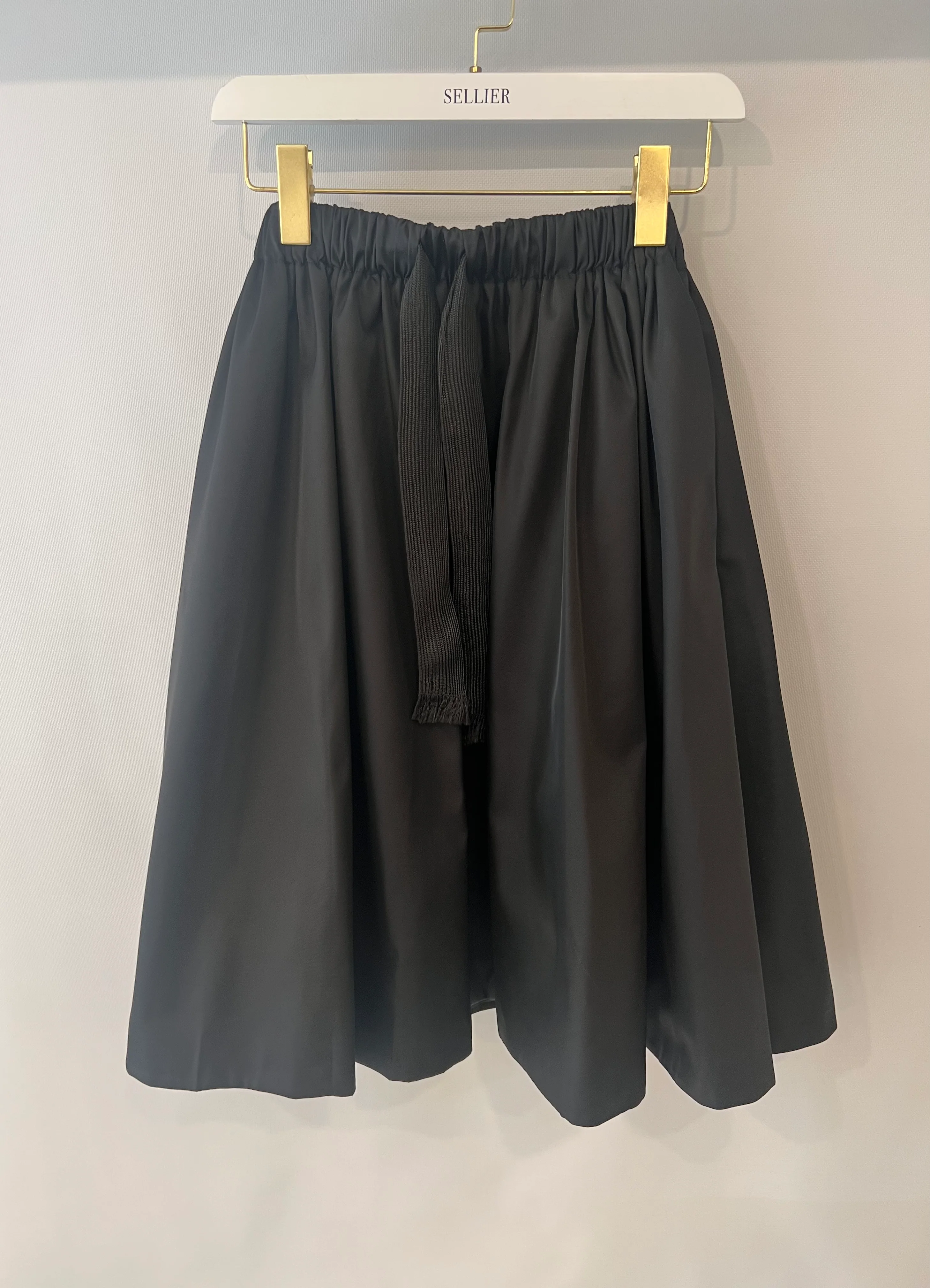 Prada Black Nylon Midi Skirt with Drawstring Detail Size IT 38 (UK 6)RRP 980£ - Image 9