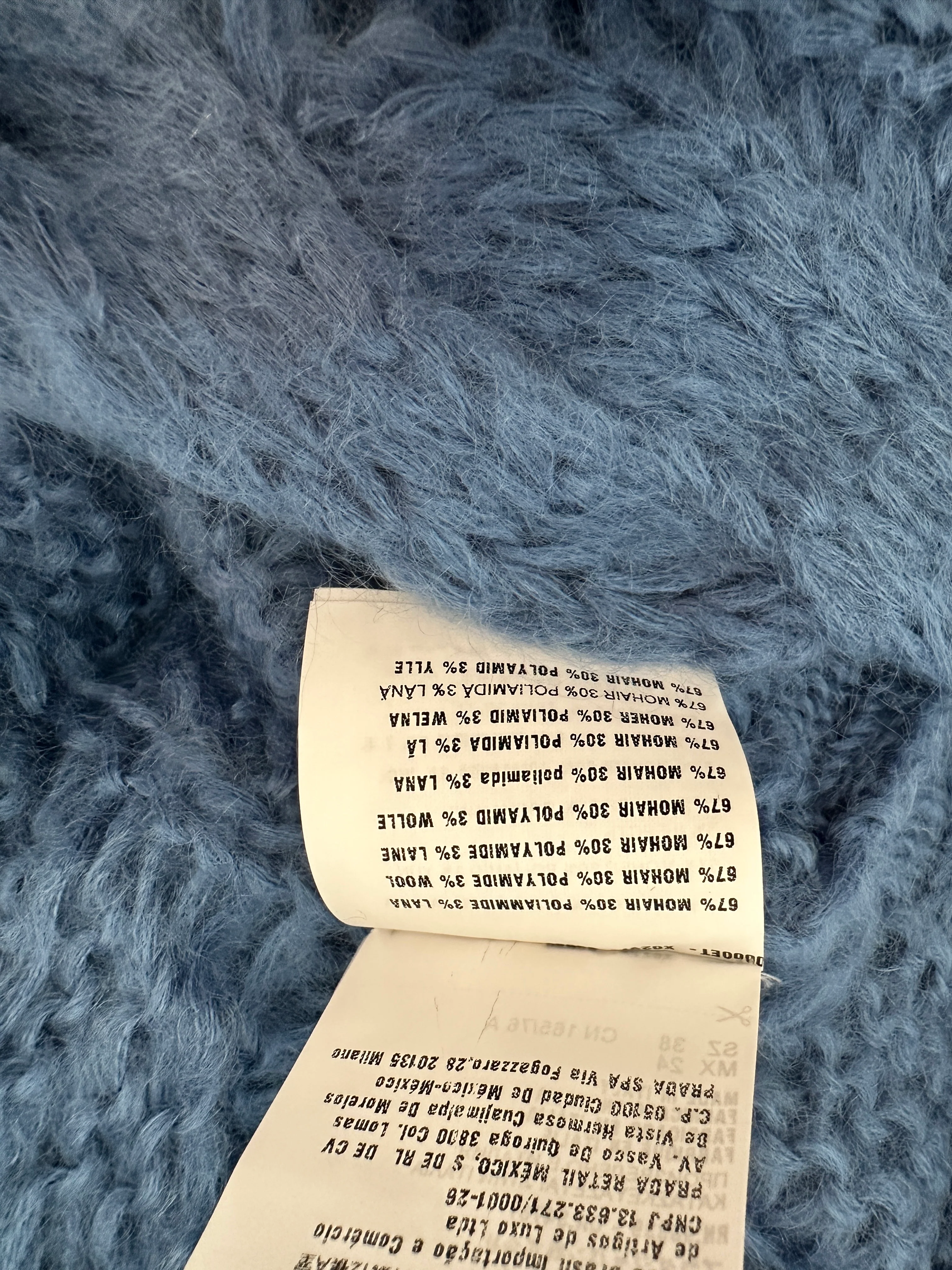 Prada Blue Oversized Cropped Cable Knit Openwork Mohair Jumper Size IT 38 (UK 6) - Image 11