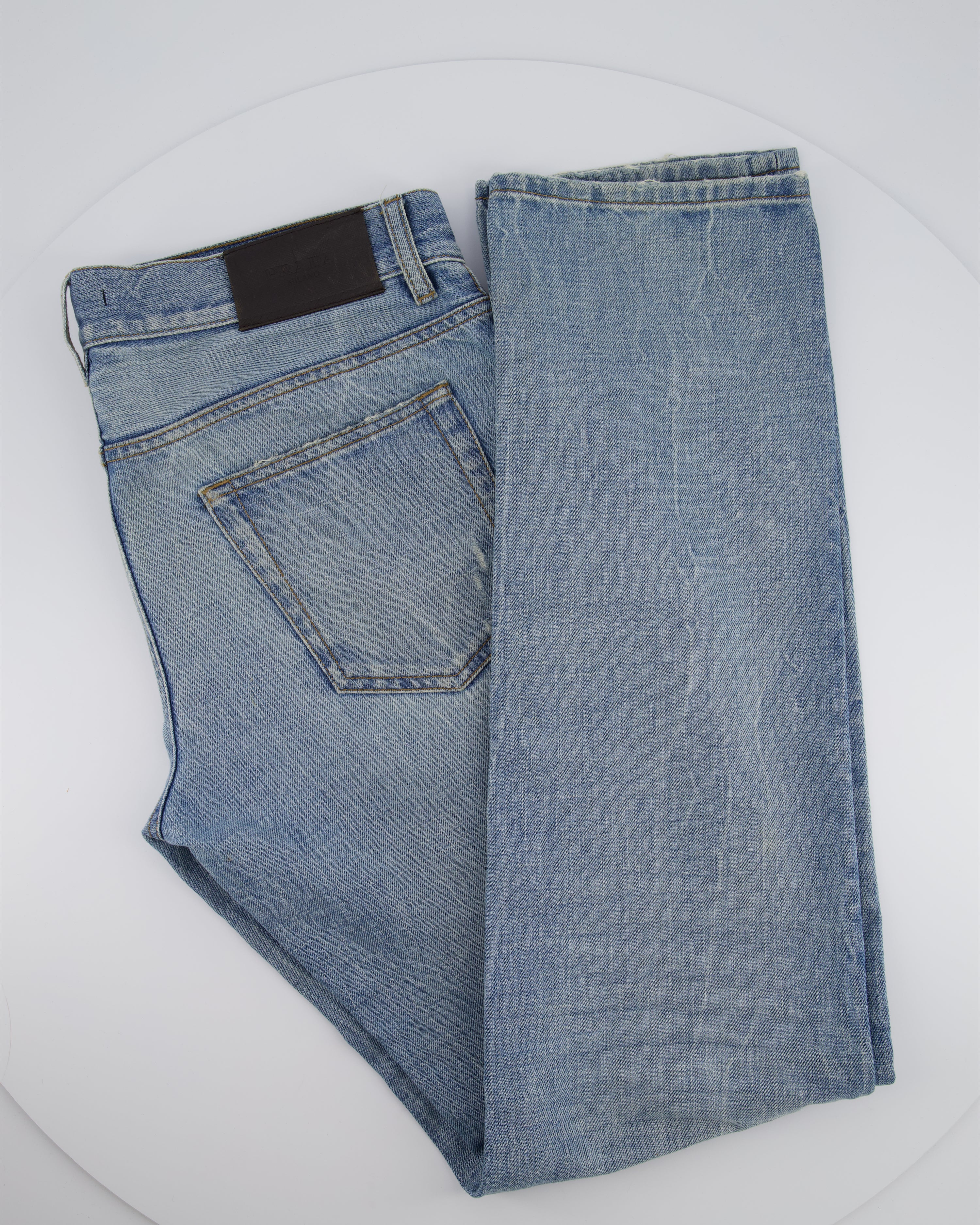 Prada Men's Blue Stone Wash Slim Jeans Size 32 - Image 2