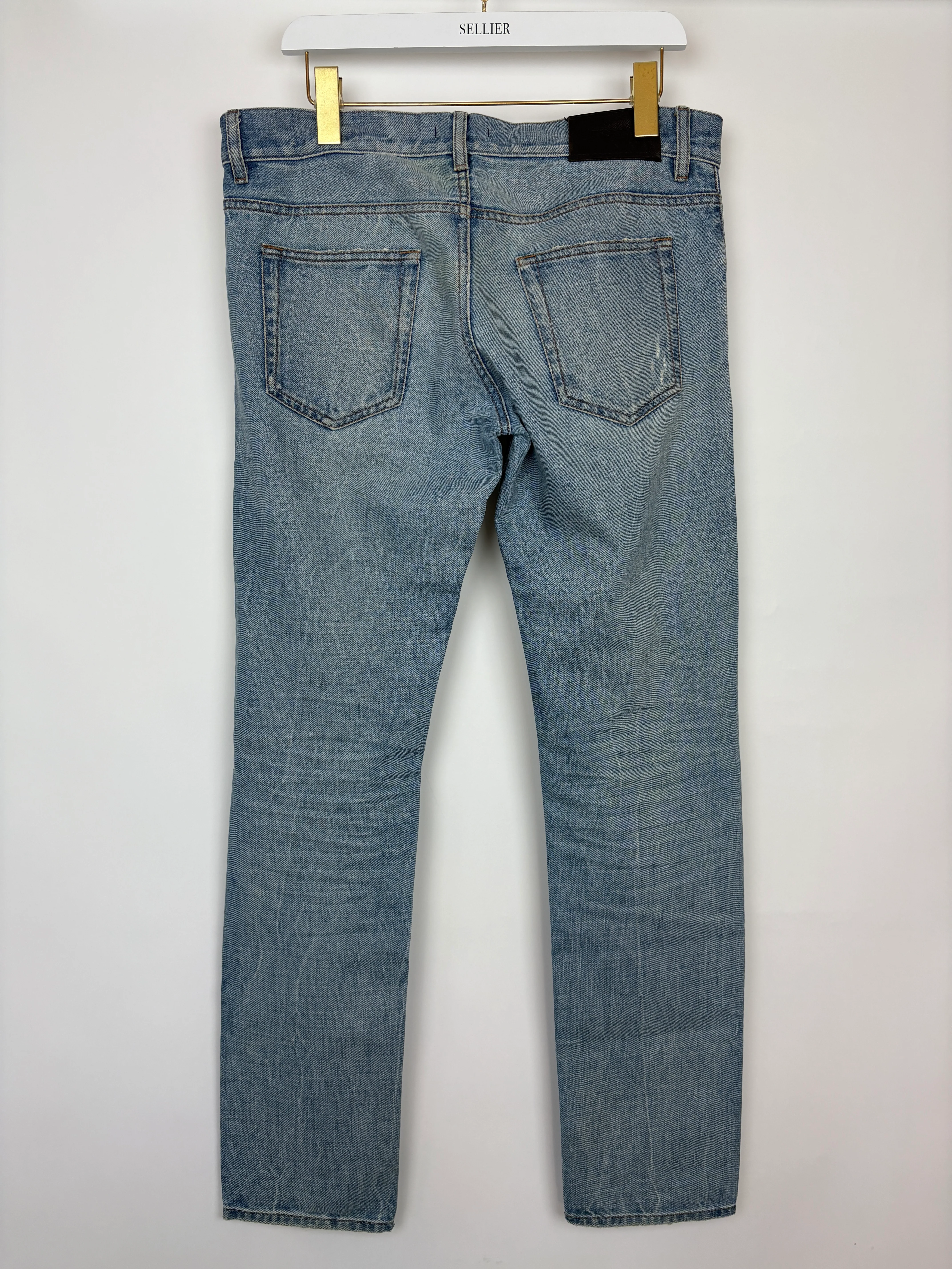 Prada Men's Blue Stone Wash Slim Jeans Size 32 - Image 7