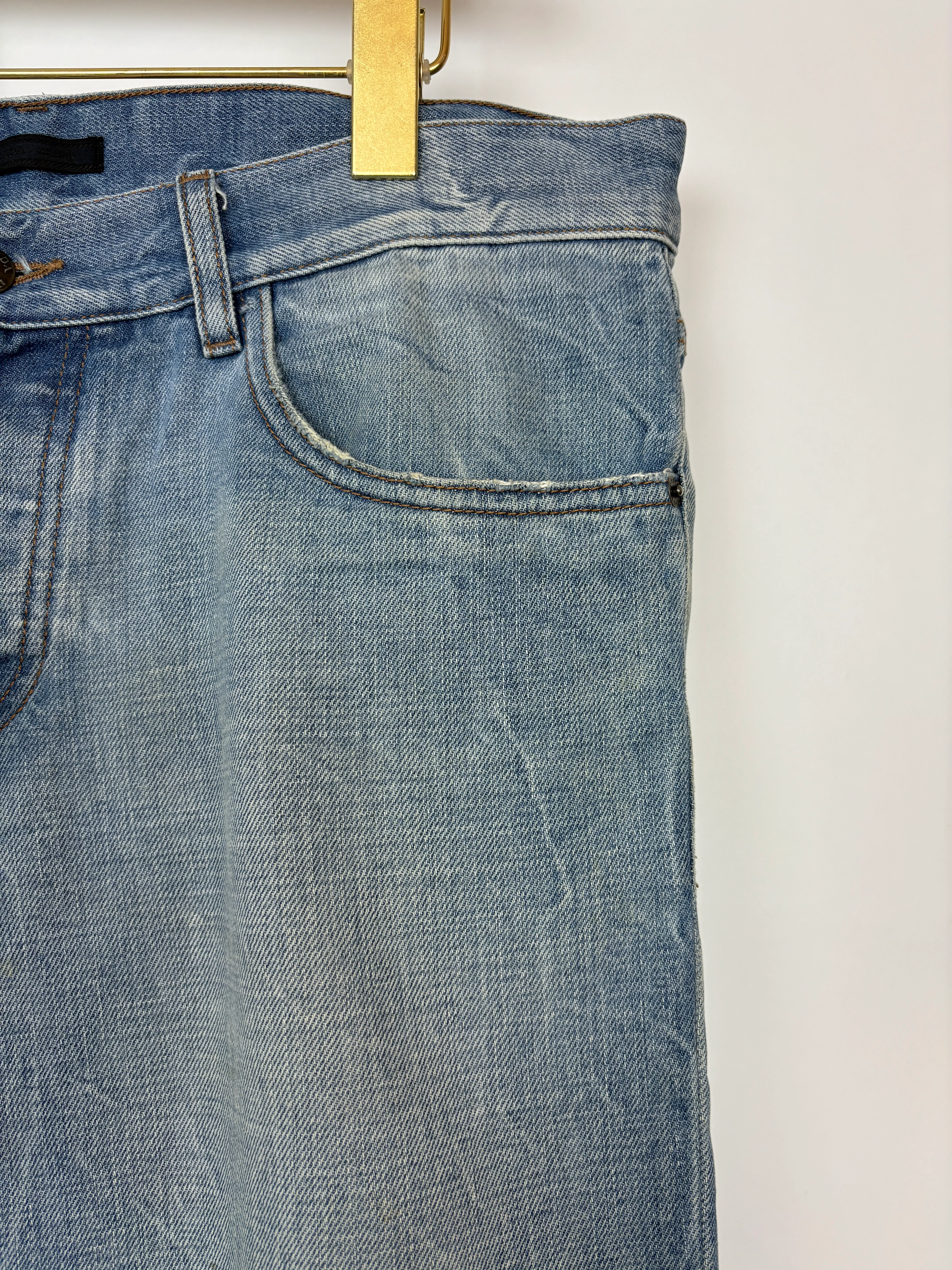 Prada Men's Blue Stone Wash Slim Jeans Size 32 - Image 8