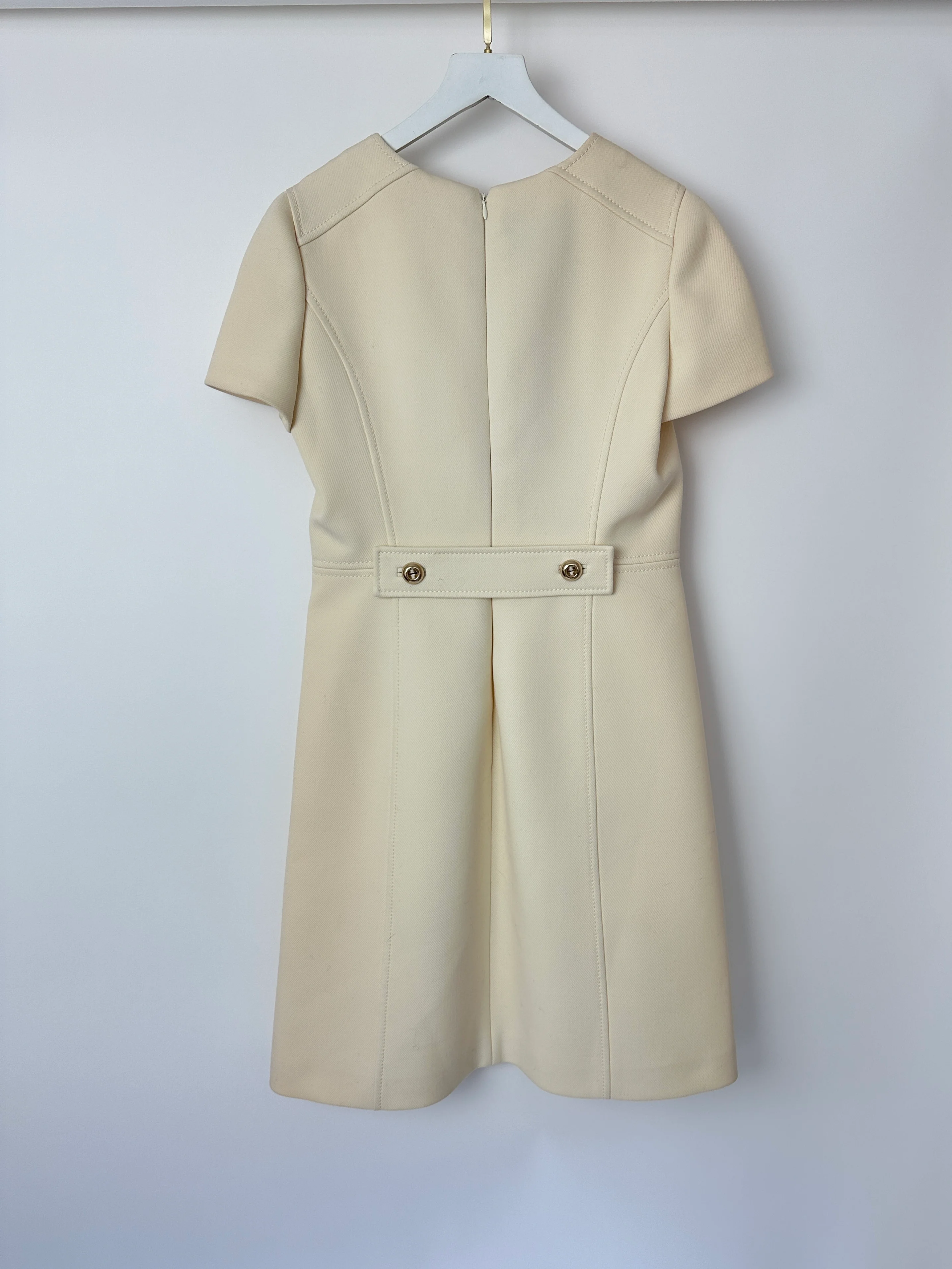 Prada Cream Short Sleeve Midi Dress with Pocket Detail Size IT 44 (UK 12) - Image 11