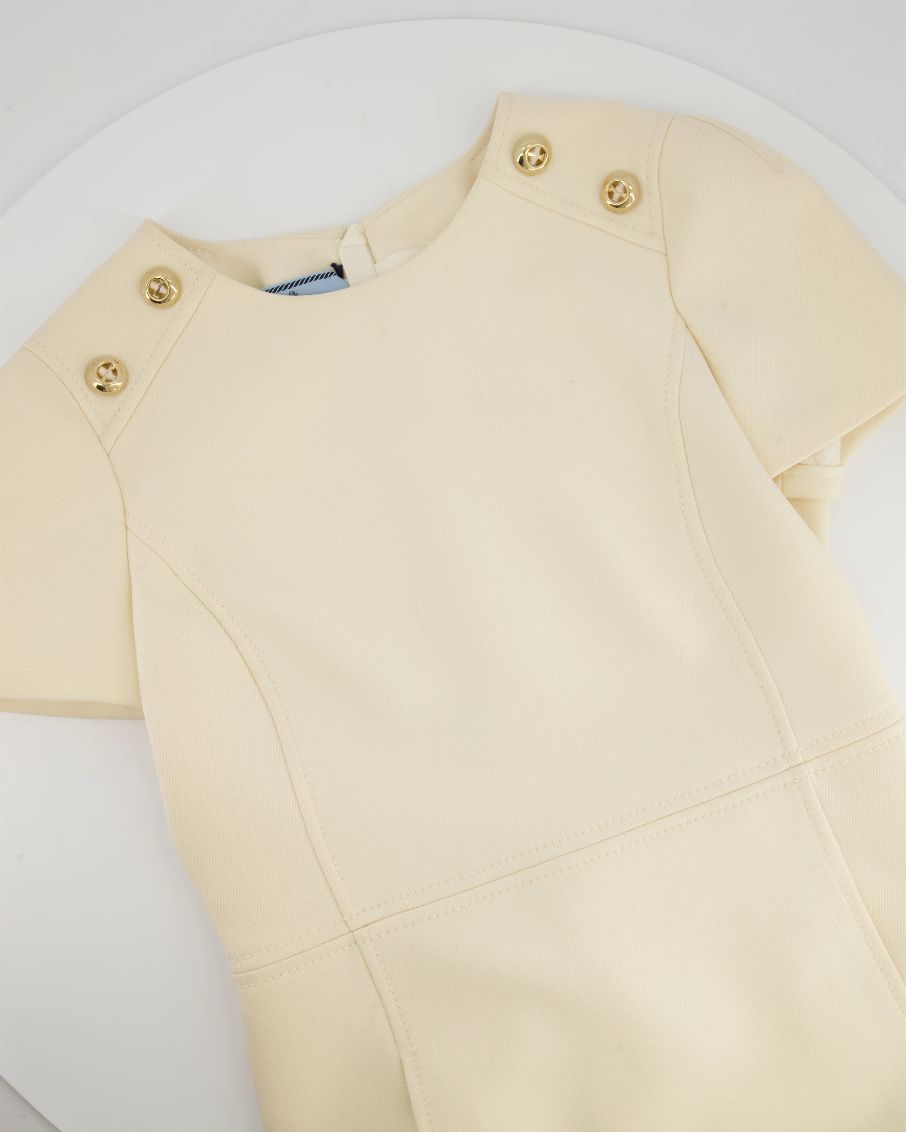 Prada Cream Short Sleeve Midi Dress with Pocket Detail Size IT 44 (UK 12) - Image 5