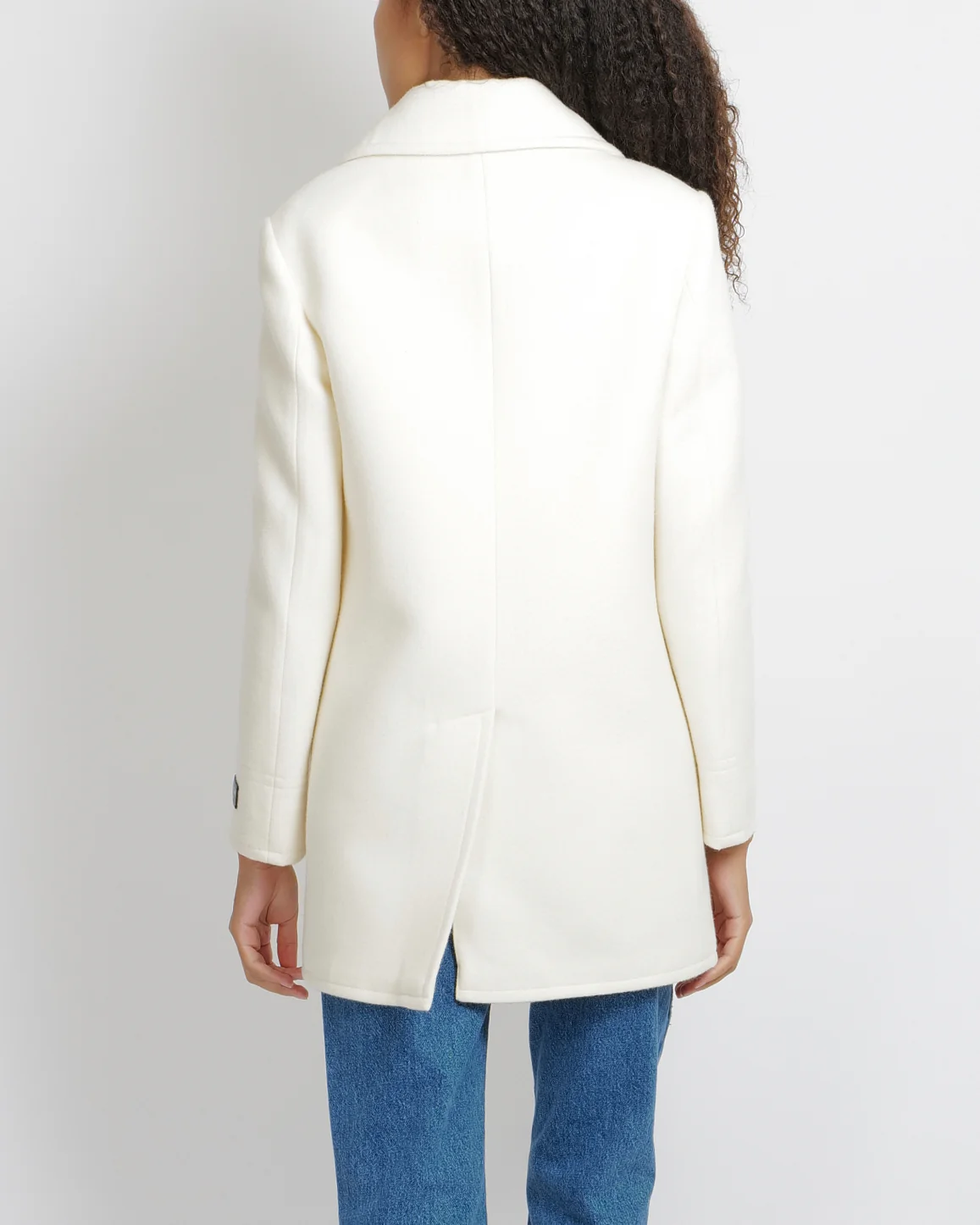 Prada Cream Wool Double-Breasted Coat with Logo Buttons and Black Logo Patch Detail Size IT 38 (UK 6) RRP £3,000 - Image 3