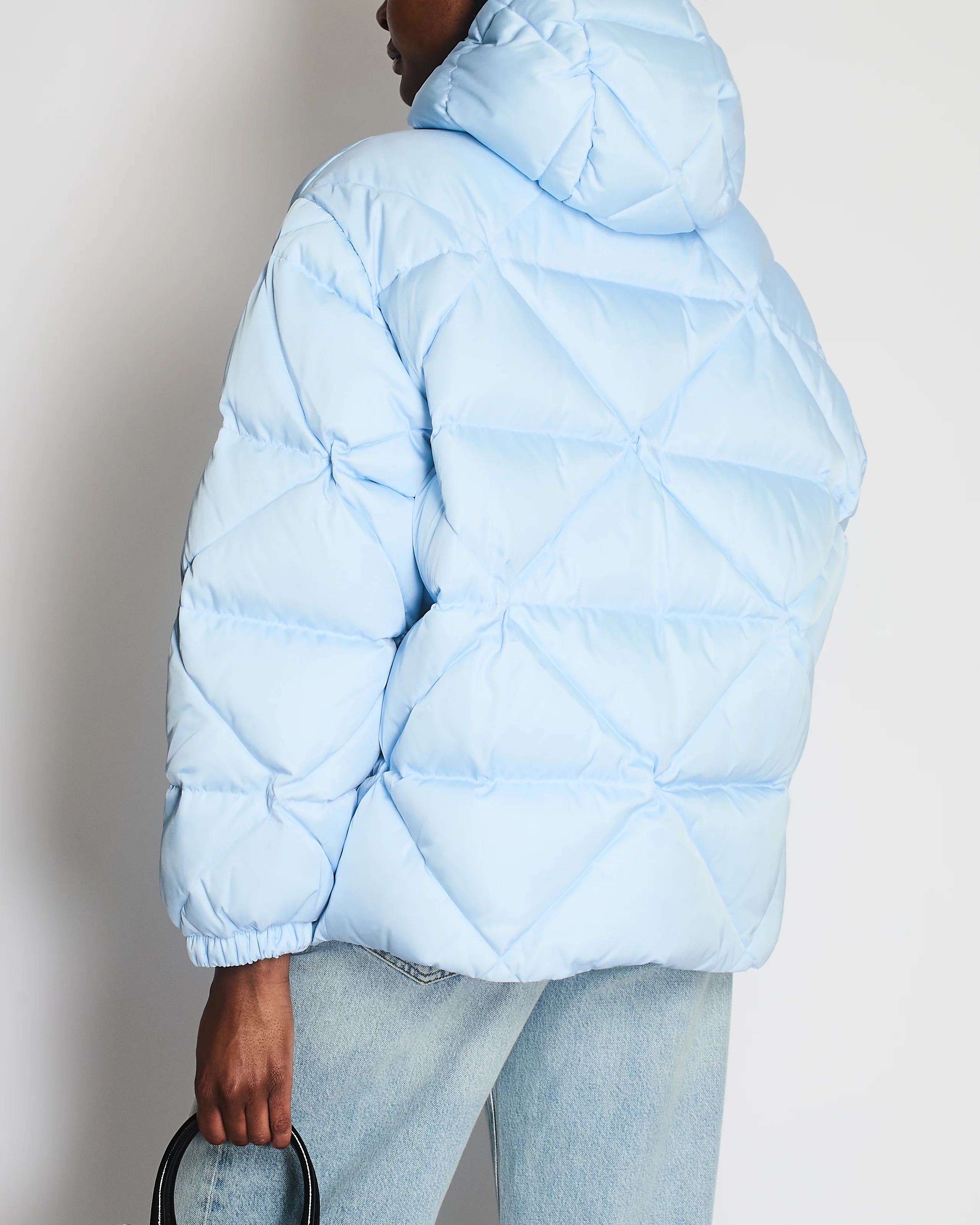 Prada Baby Blue Hooded Quilted Down Re-Nylon Puffer Jacket Size IT 36 (UK 4) - Image 4