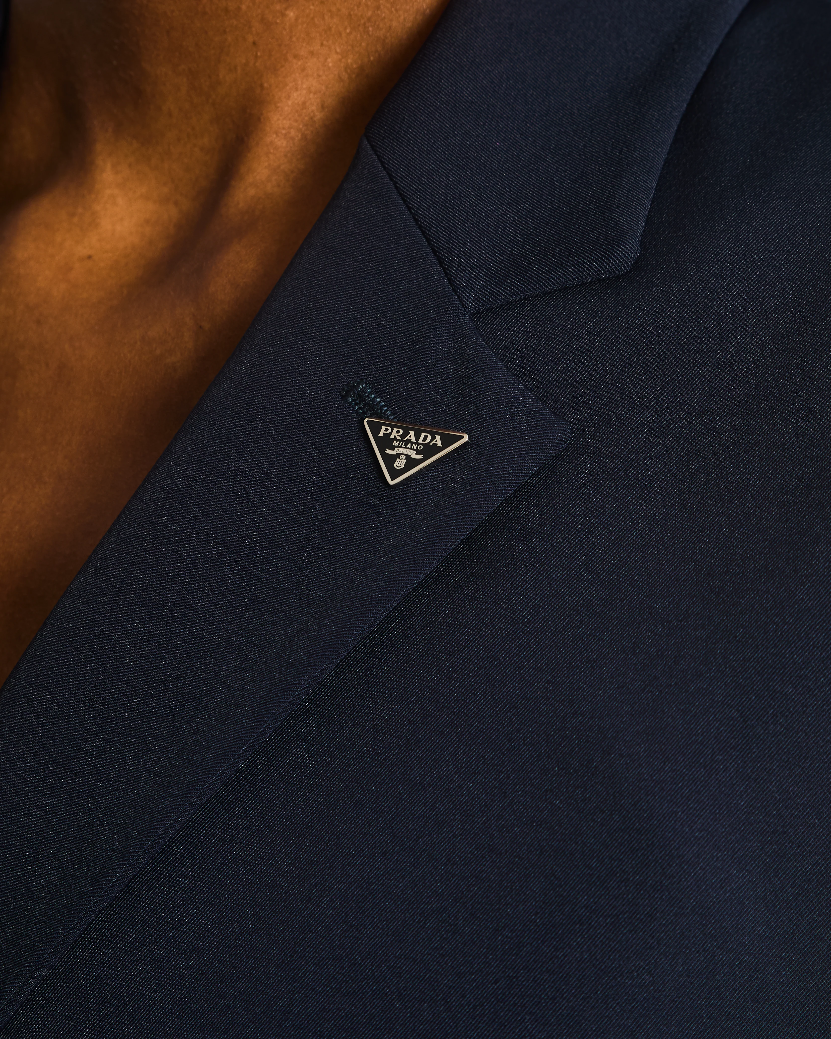Prada Navy Techno Stretch Single Breasted Overcoat with Triangle Logo at Collar Size IT 40 (UK 8) - Image 6