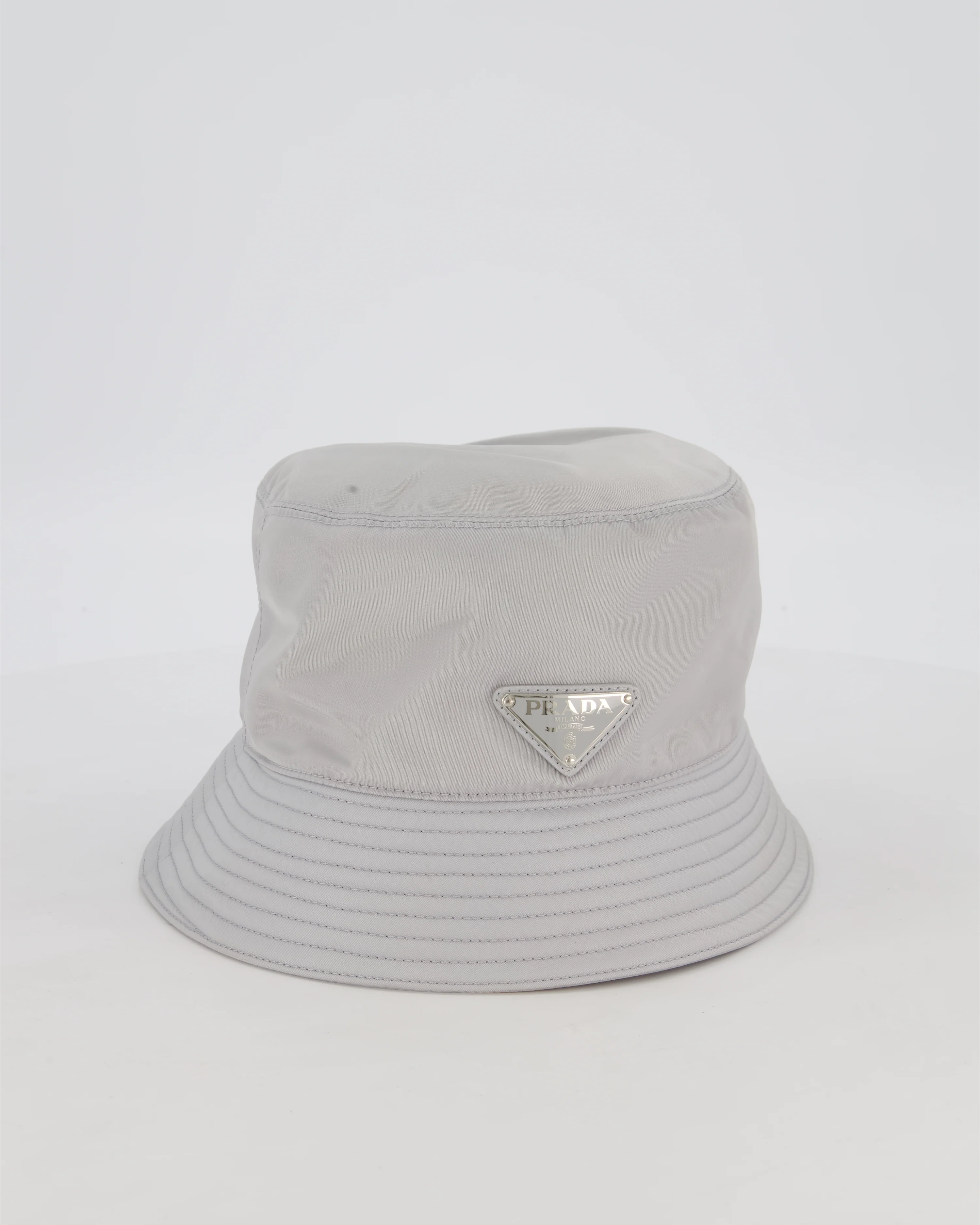 Prada Nylon Bucket Hat in Grey with Triangle Logo Detail RRP £520 - Image 2