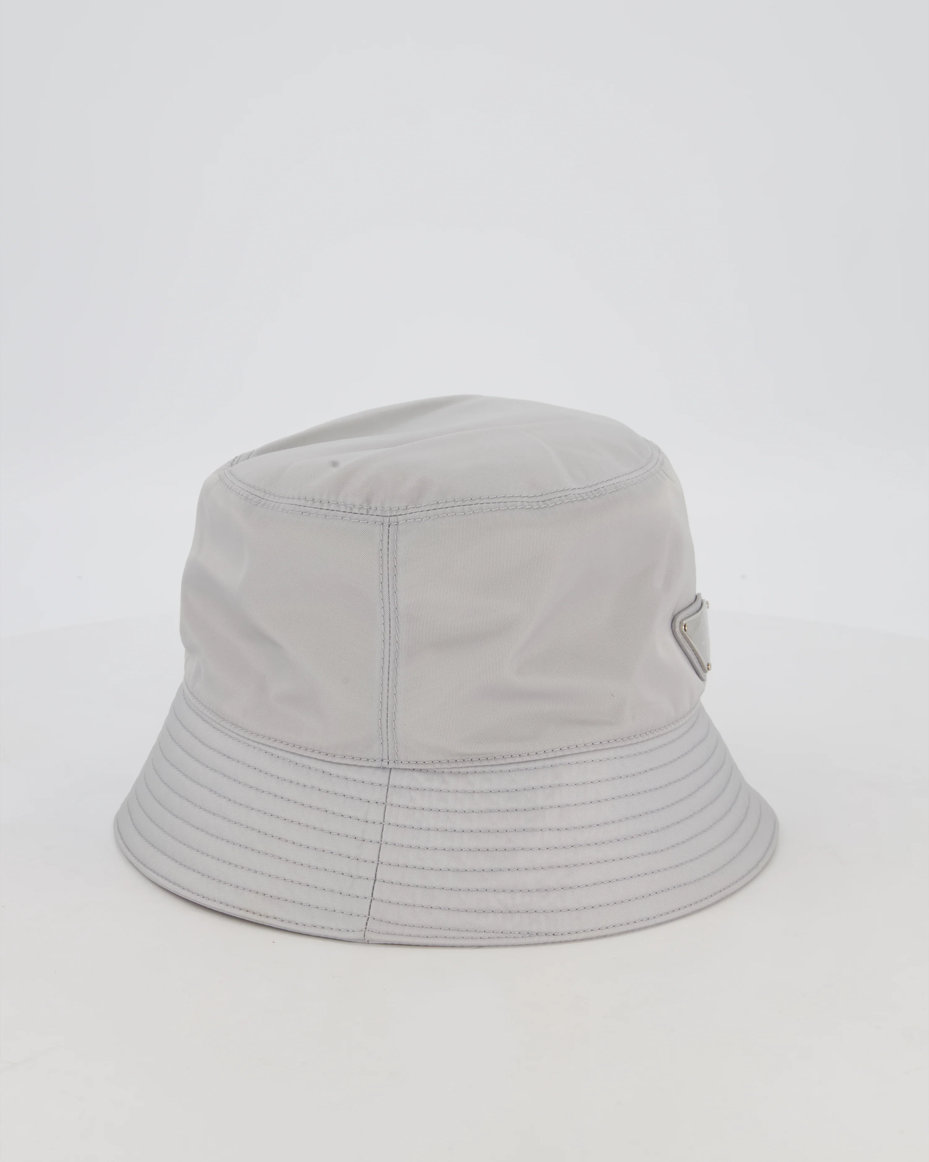 Prada Nylon Bucket Hat in Grey with Triangle Logo Detail RRP £520 - Image 3