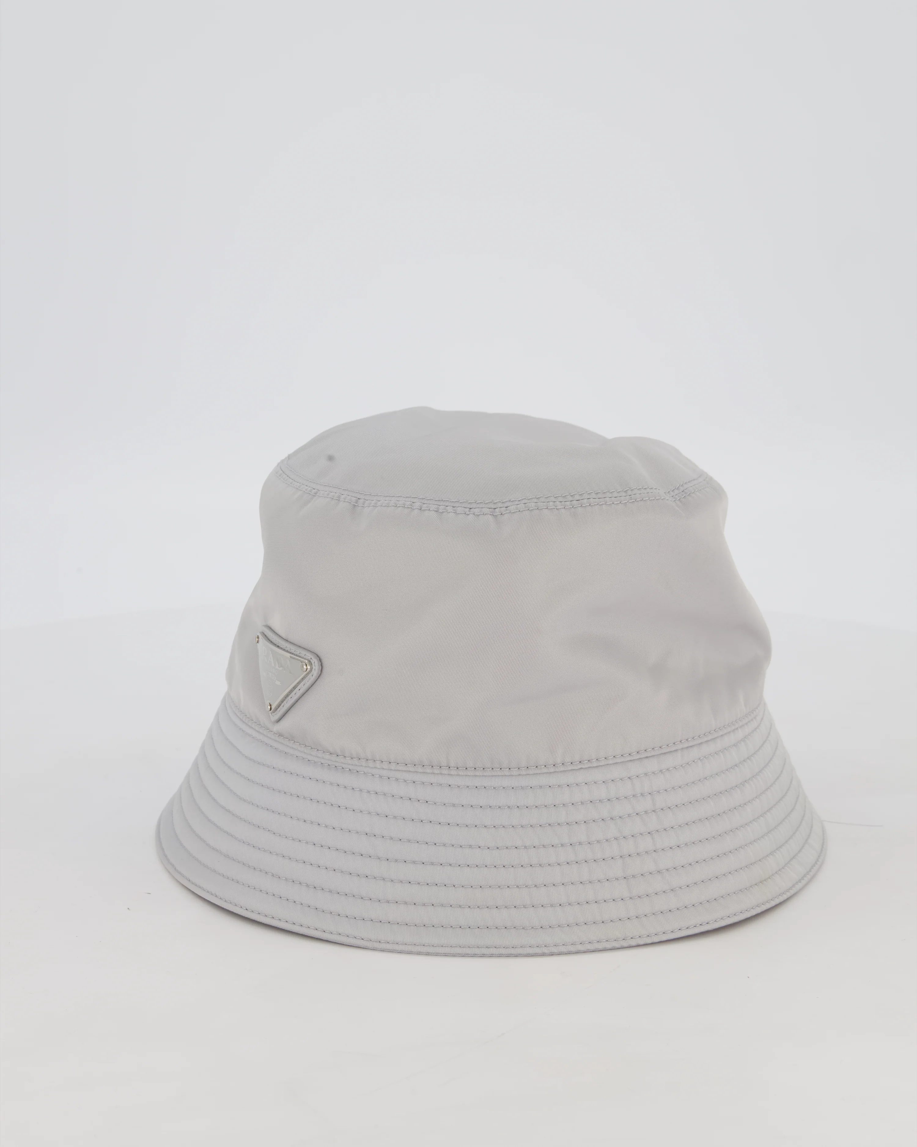 Prada Nylon Bucket Hat in Grey with Triangle Logo Detail RRP £520 - Image 4