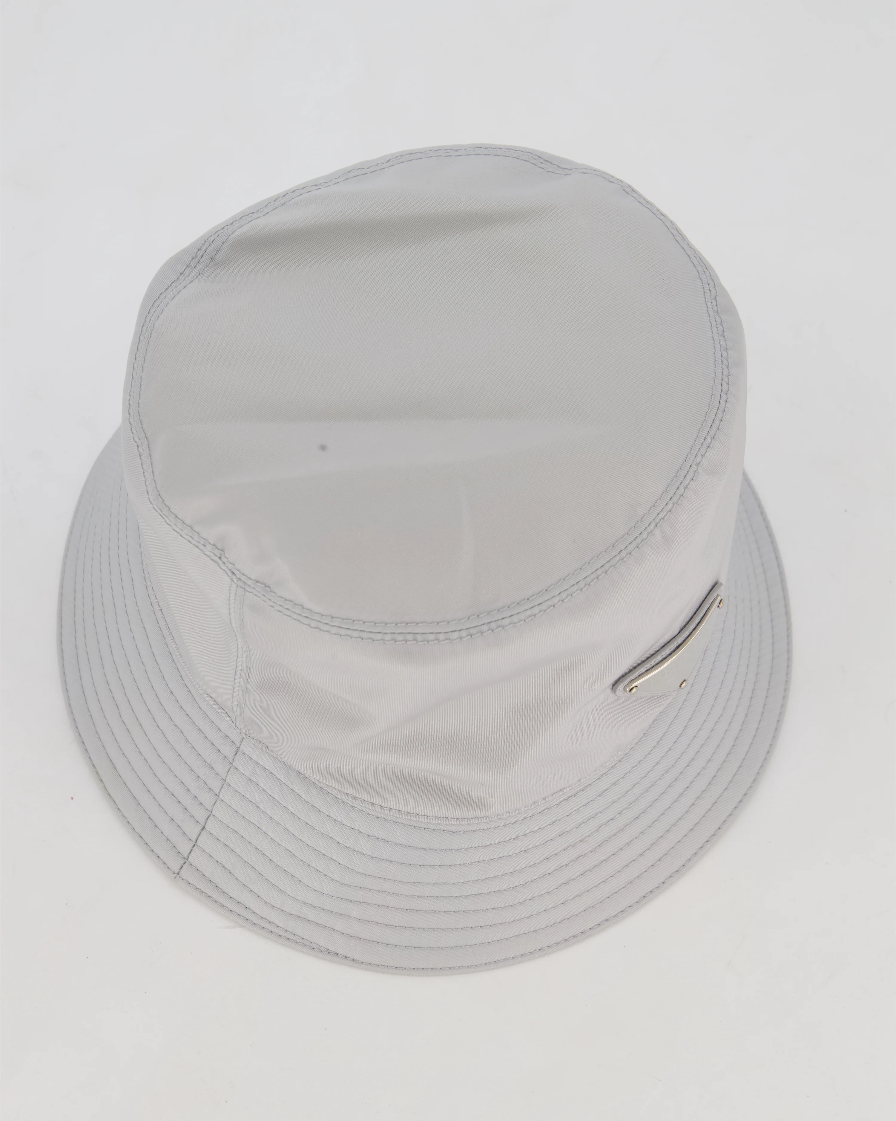 Prada Nylon Bucket Hat in Grey with Triangle Logo Detail RRP £520 - Image 6
