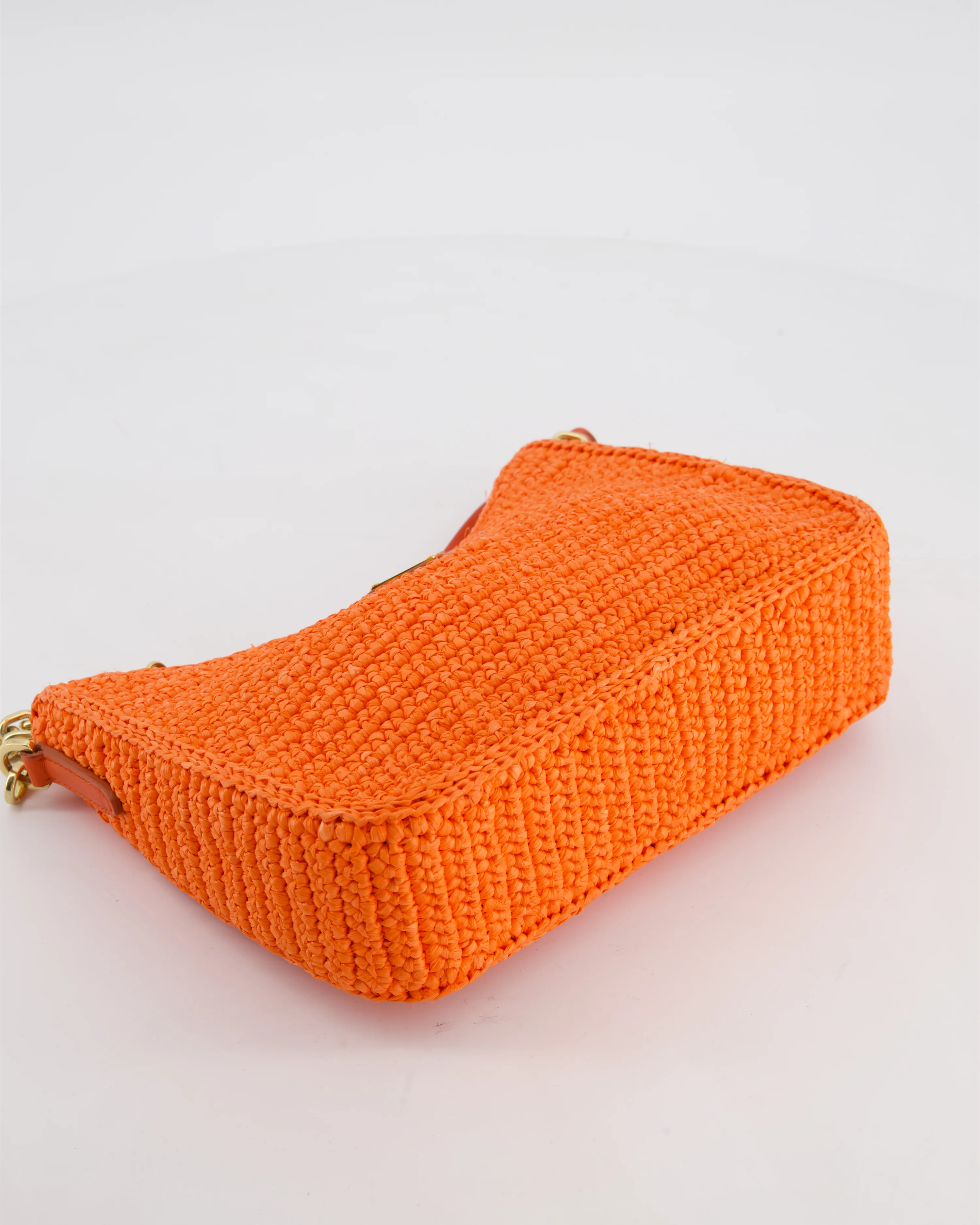 Prada Re-Edition 2005 Cross-body Bag in Orange Raffia with Gold Hardware RRP £1,780 - Image 18