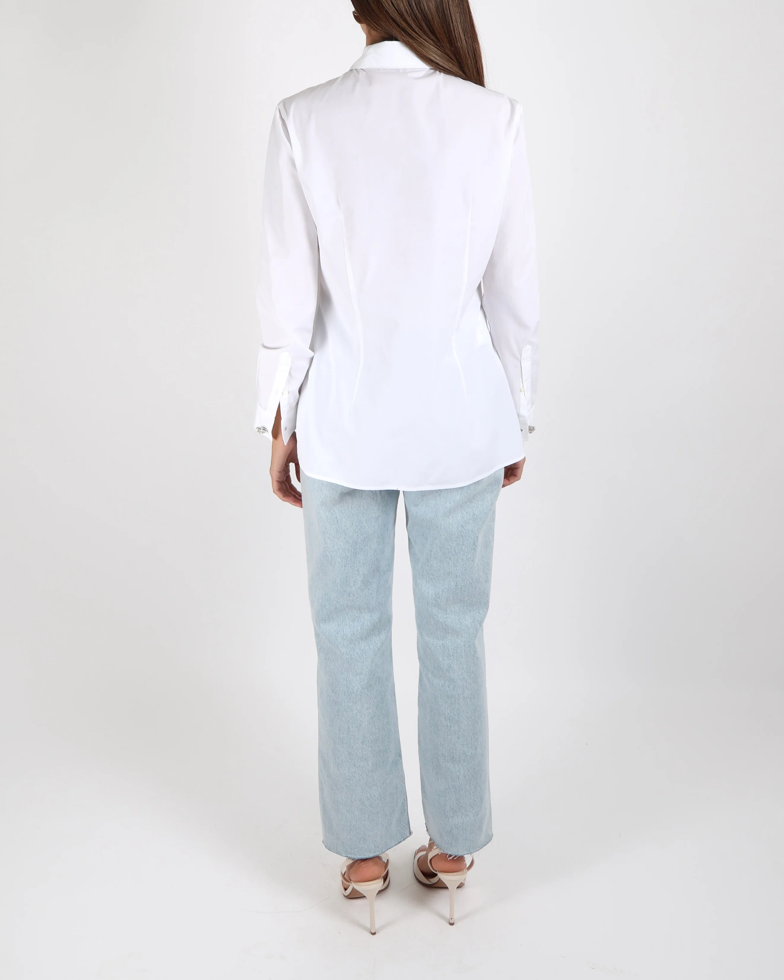 Prada White Button Down Shirt with Crystal Cluster Buttons and Front Pockets Size IT 42 (UK 10) RRP £1,100 - Image 3