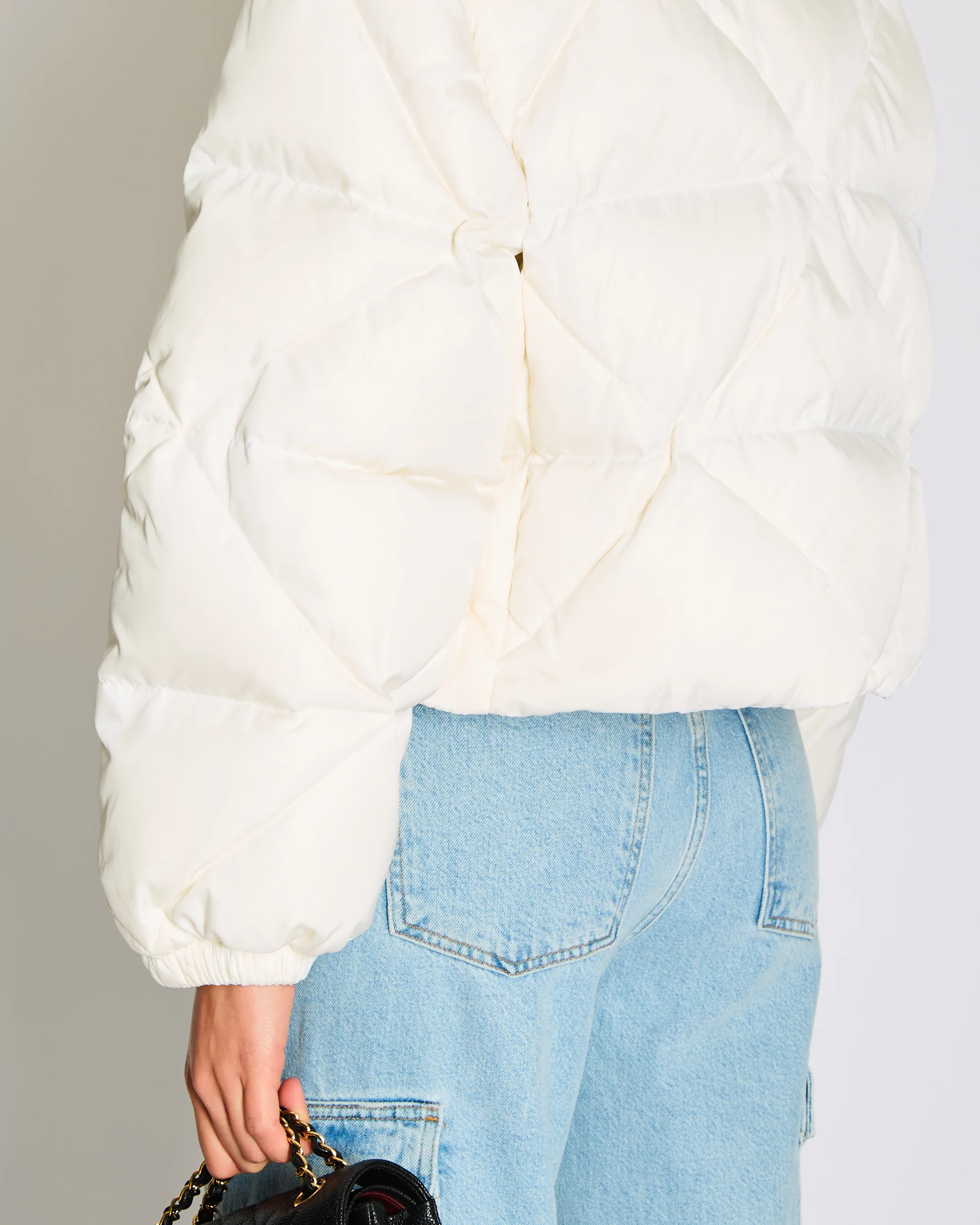 Prada White Cropped Hooded Quilted Down Re-Nylon Puffer Jacket Size IT 40 (UK 8) - Image 3