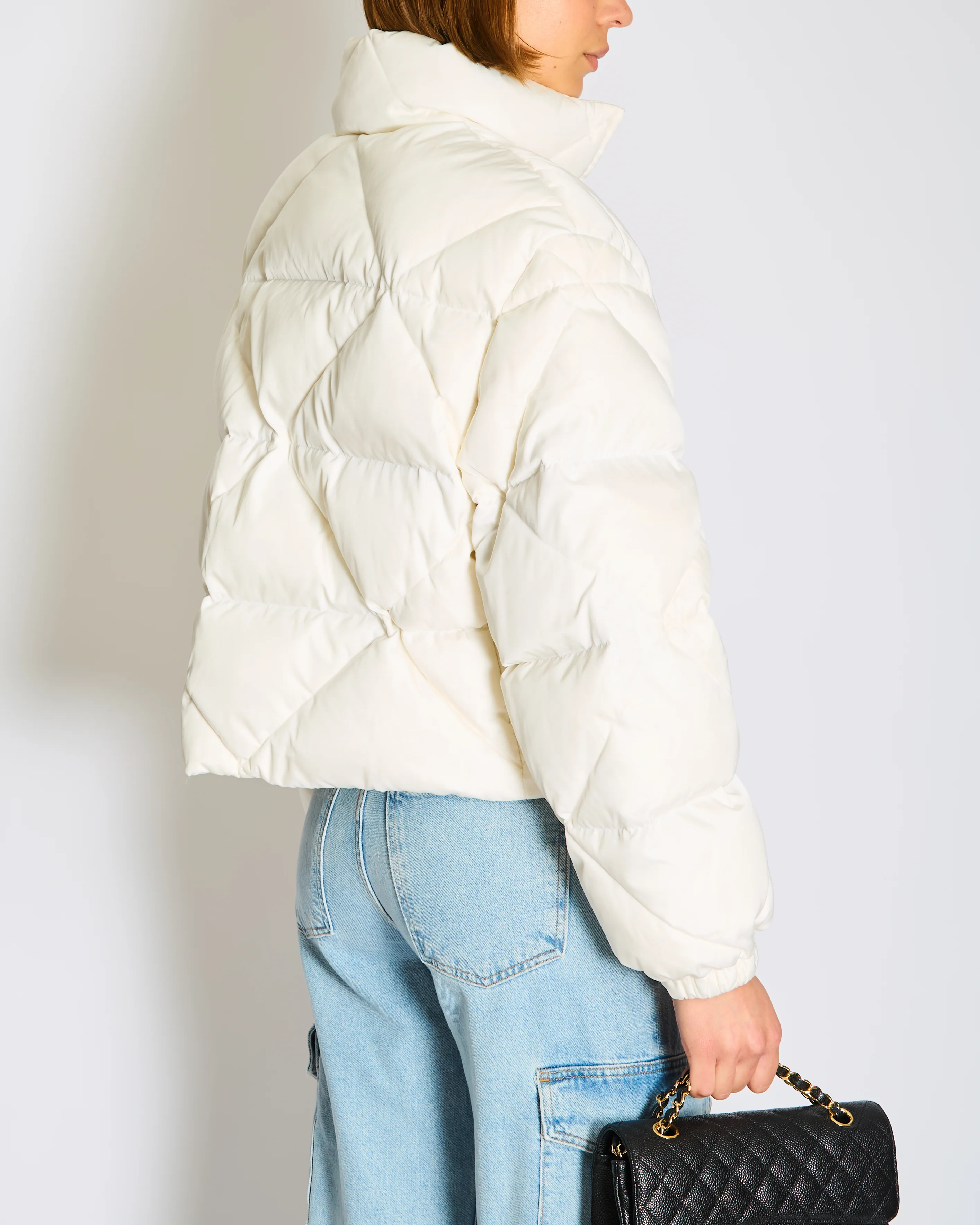 Prada White Cropped Hooded Quilted Down Re-Nylon Puffer Jacket Size IT 40 (UK 8) - Image 4