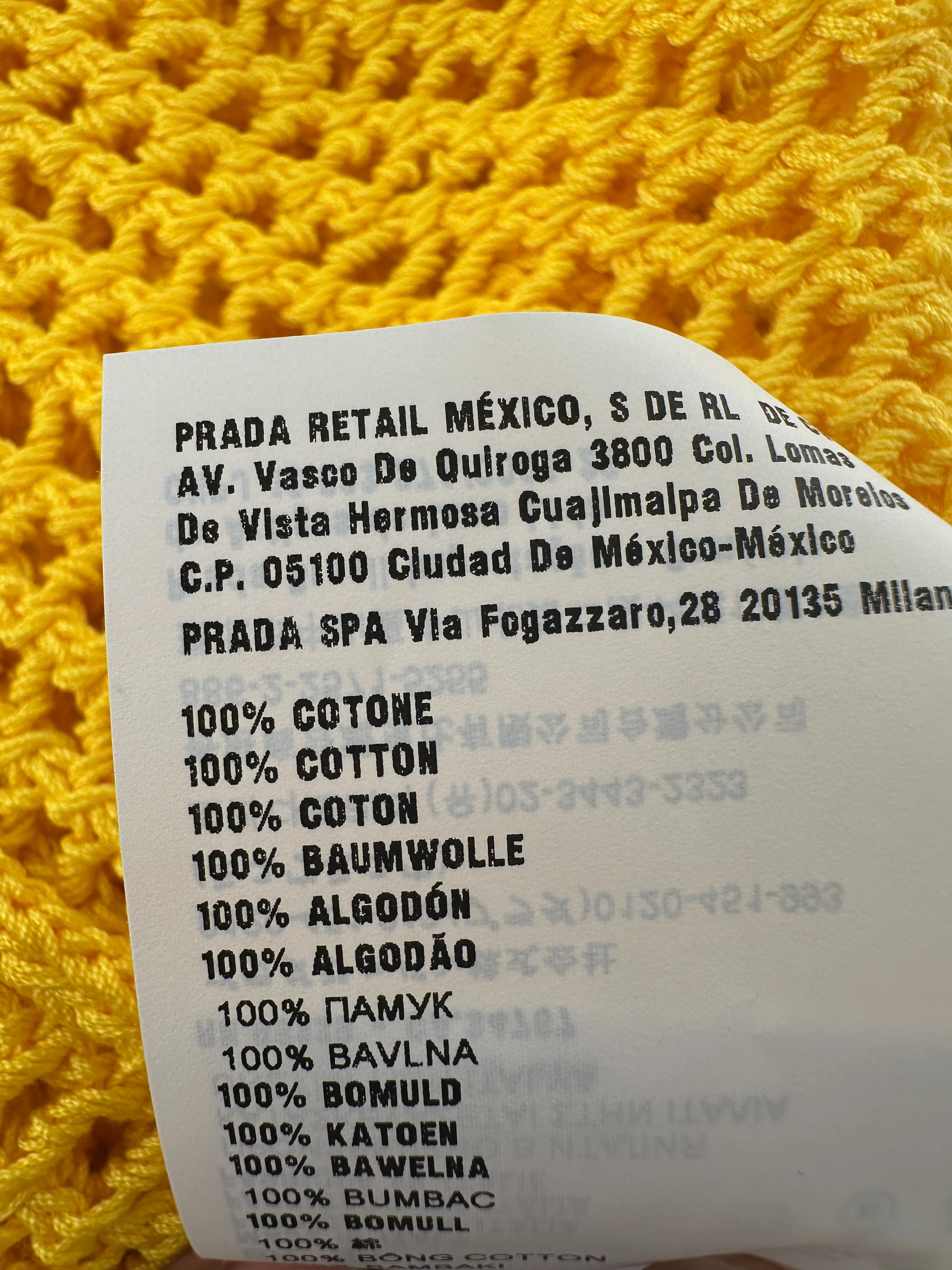 Prada Yellow Crochet Knitted Mini Dress with White Slip Size IT 38 (UK 6) - Image 16