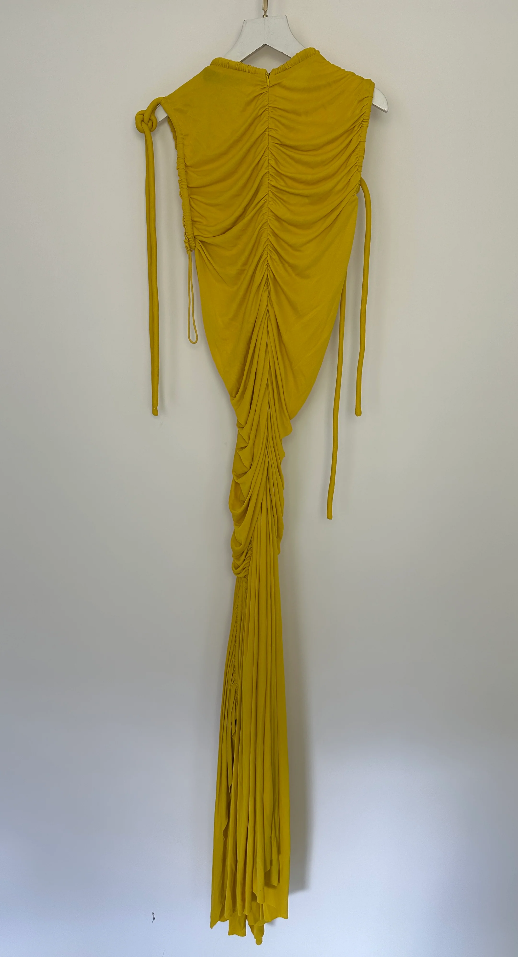 Proenza Schouler Yellow Maxi Dress with Long Shoulder Drawstring Asymmetric Details Size US 4 (UK 8) - Image 10