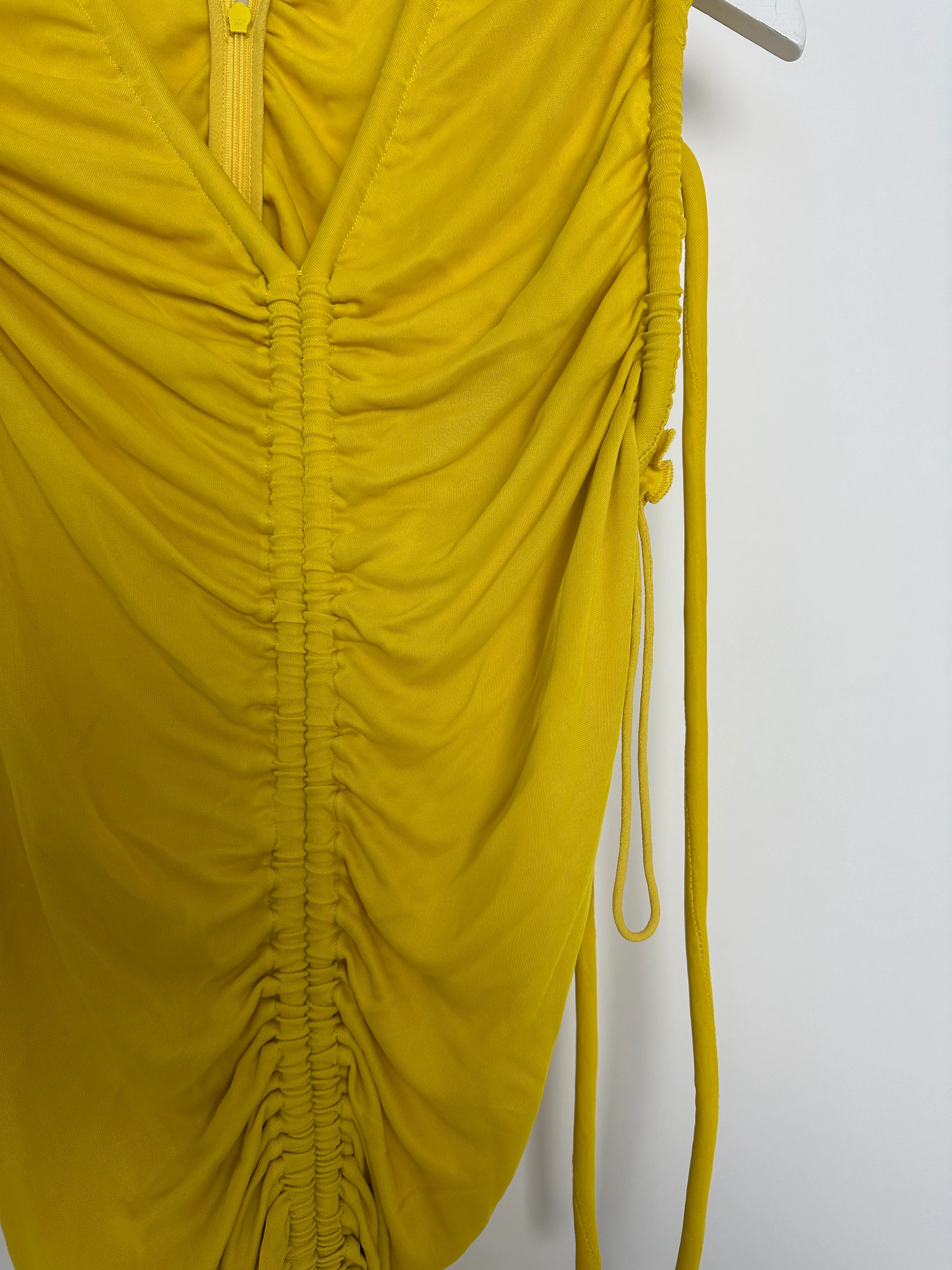 Proenza Schouler Yellow Maxi Dress with Long Shoulder Drawstring Asymmetric Details Size US 4 (UK 8) - Image 11