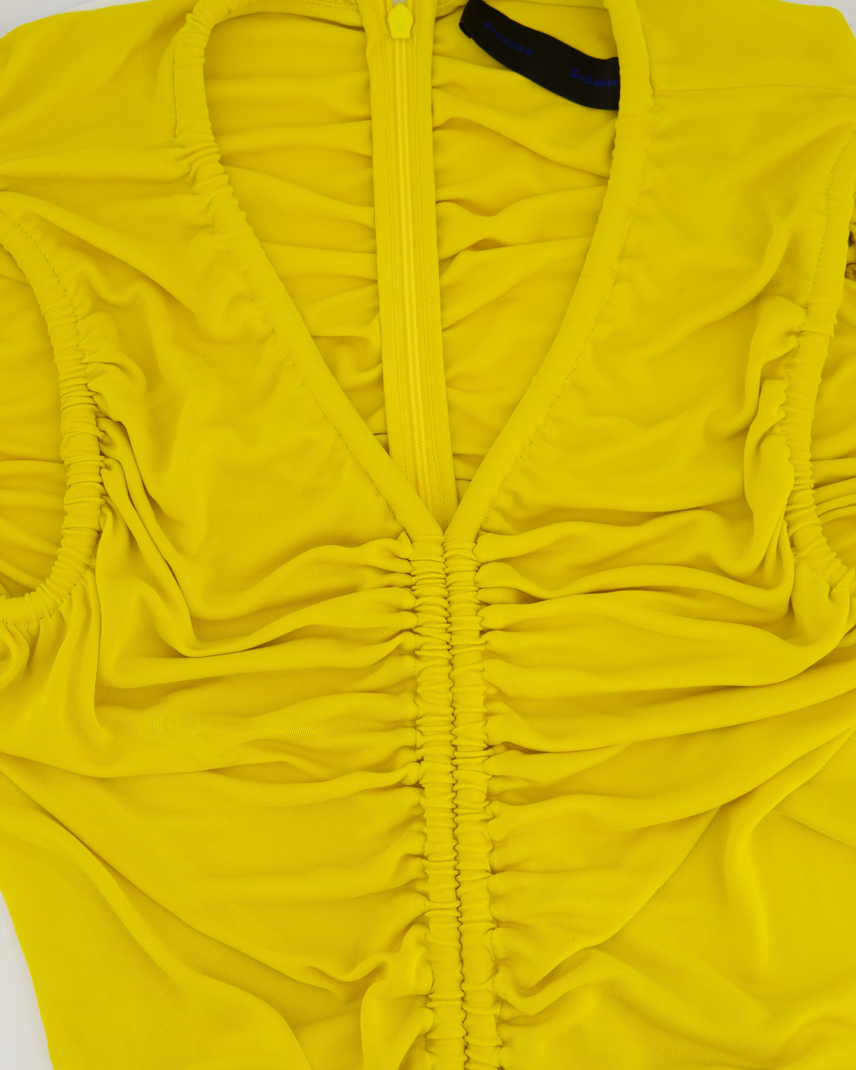 Proenza Schouler Yellow Maxi Dress with Long Shoulder Drawstring Asymmetric Details Size US 4 (UK 8) - Image 8