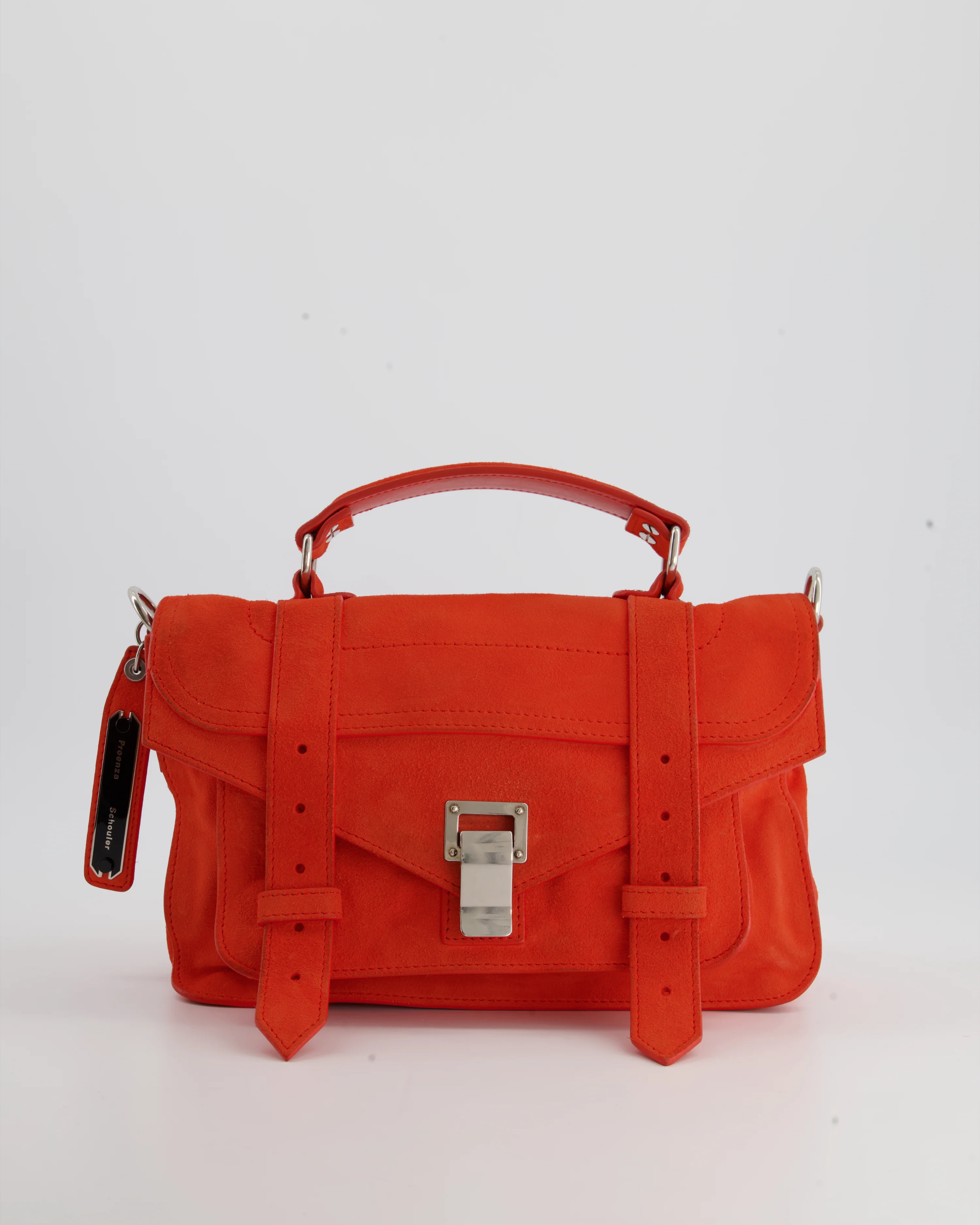 Proenza Schouler Coral Red Suede PS1 Shoulder Bag with Silver Hardware - Image 10