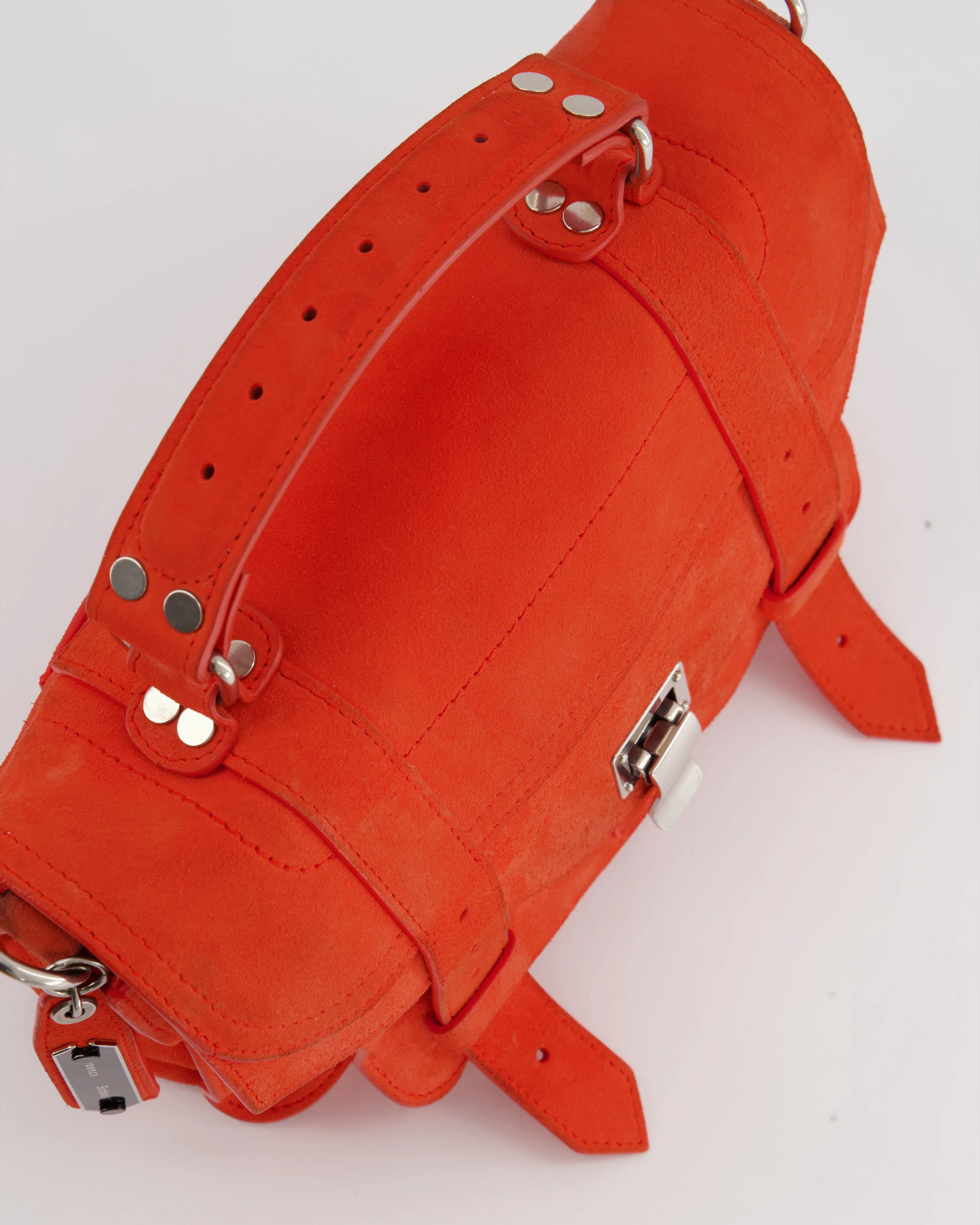 Proenza Schouler Coral Red Suede PS1 Shoulder Bag with Silver Hardware - Image 11