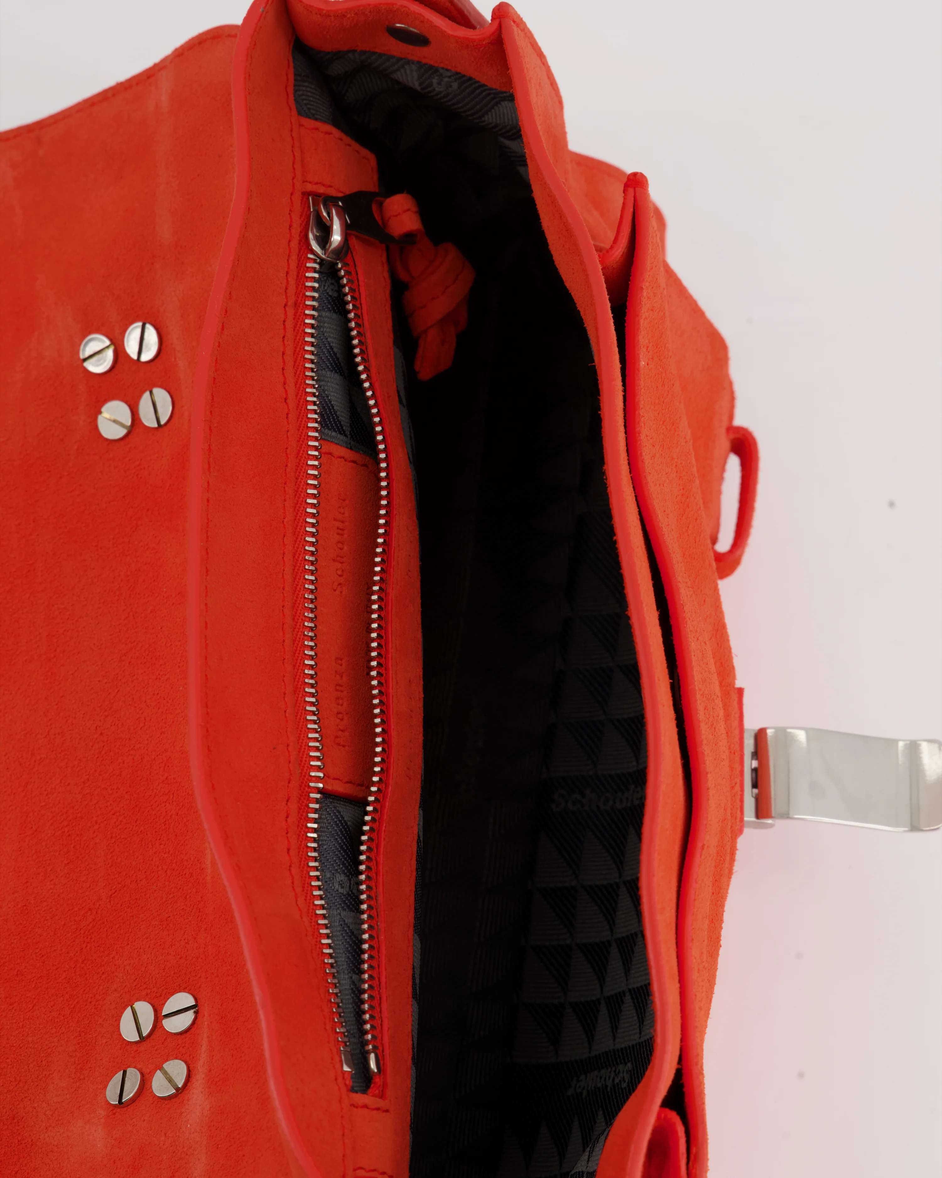 Proenza Schouler Coral Red Suede PS1 Shoulder Bag with Silver Hardware - Image 16