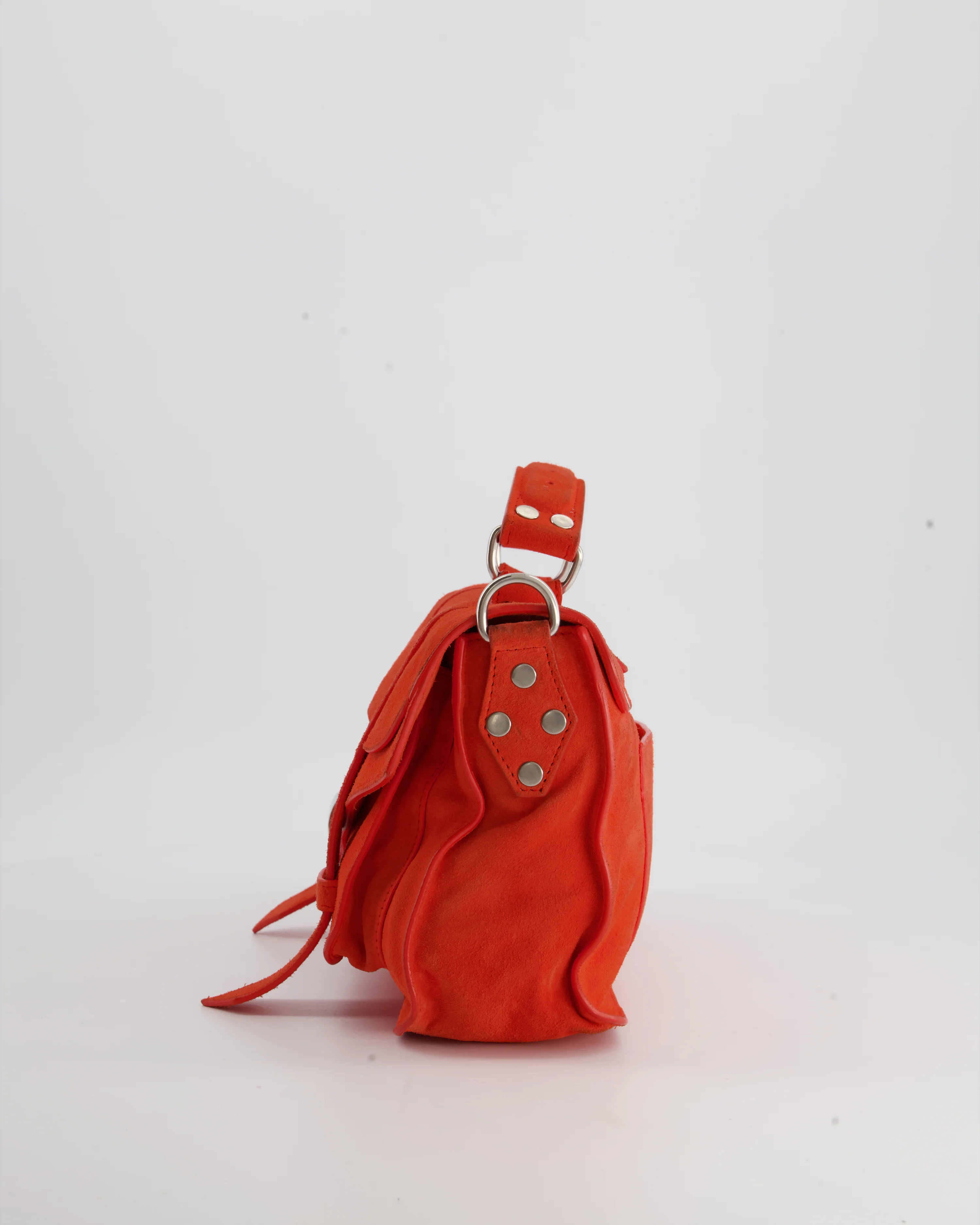 Proenza Schouler Coral Red Suede PS1 Shoulder Bag with Silver Hardware - Image 4