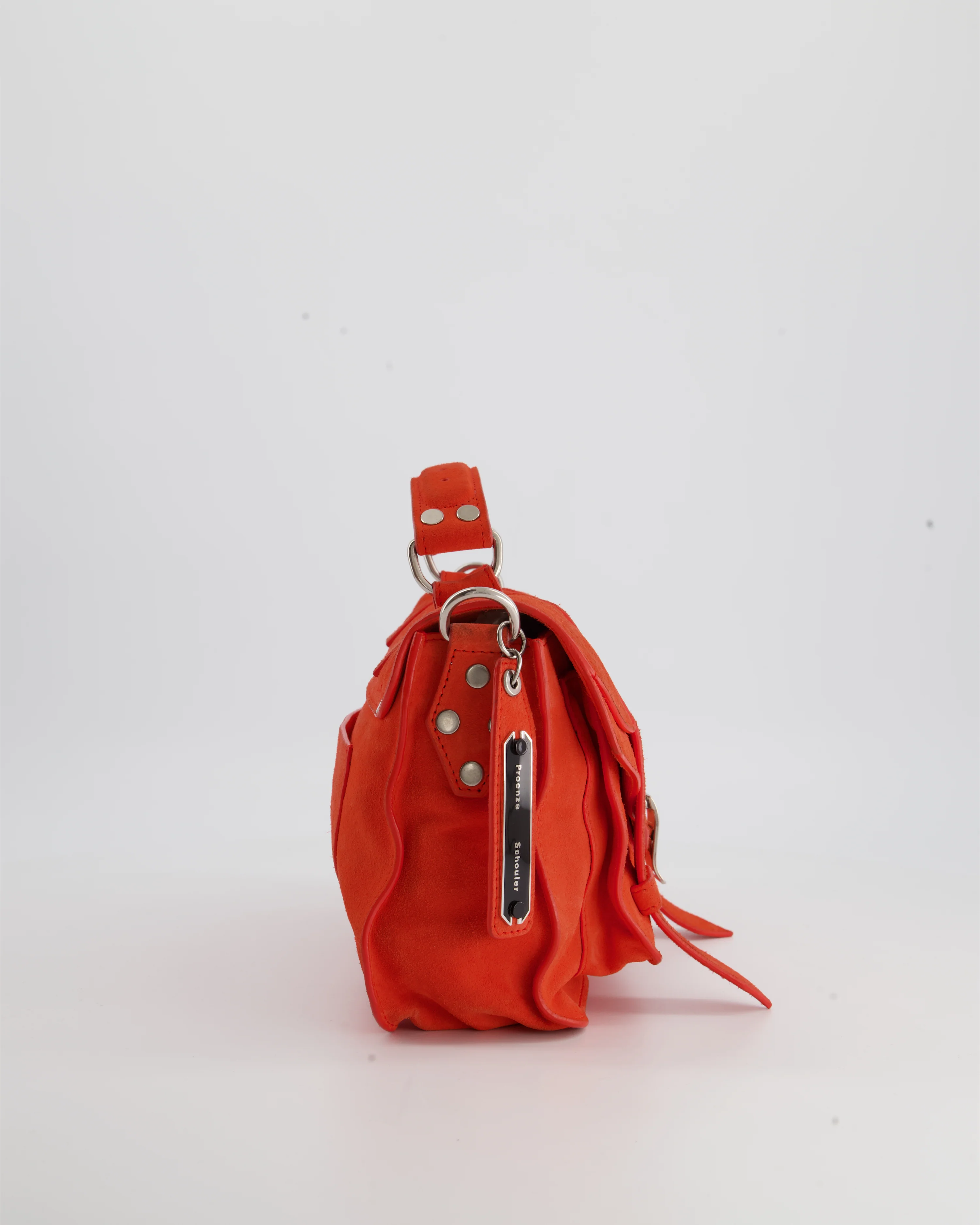 Proenza Schouler Coral Red Suede PS1 Shoulder Bag with Silver Hardware - Image 8