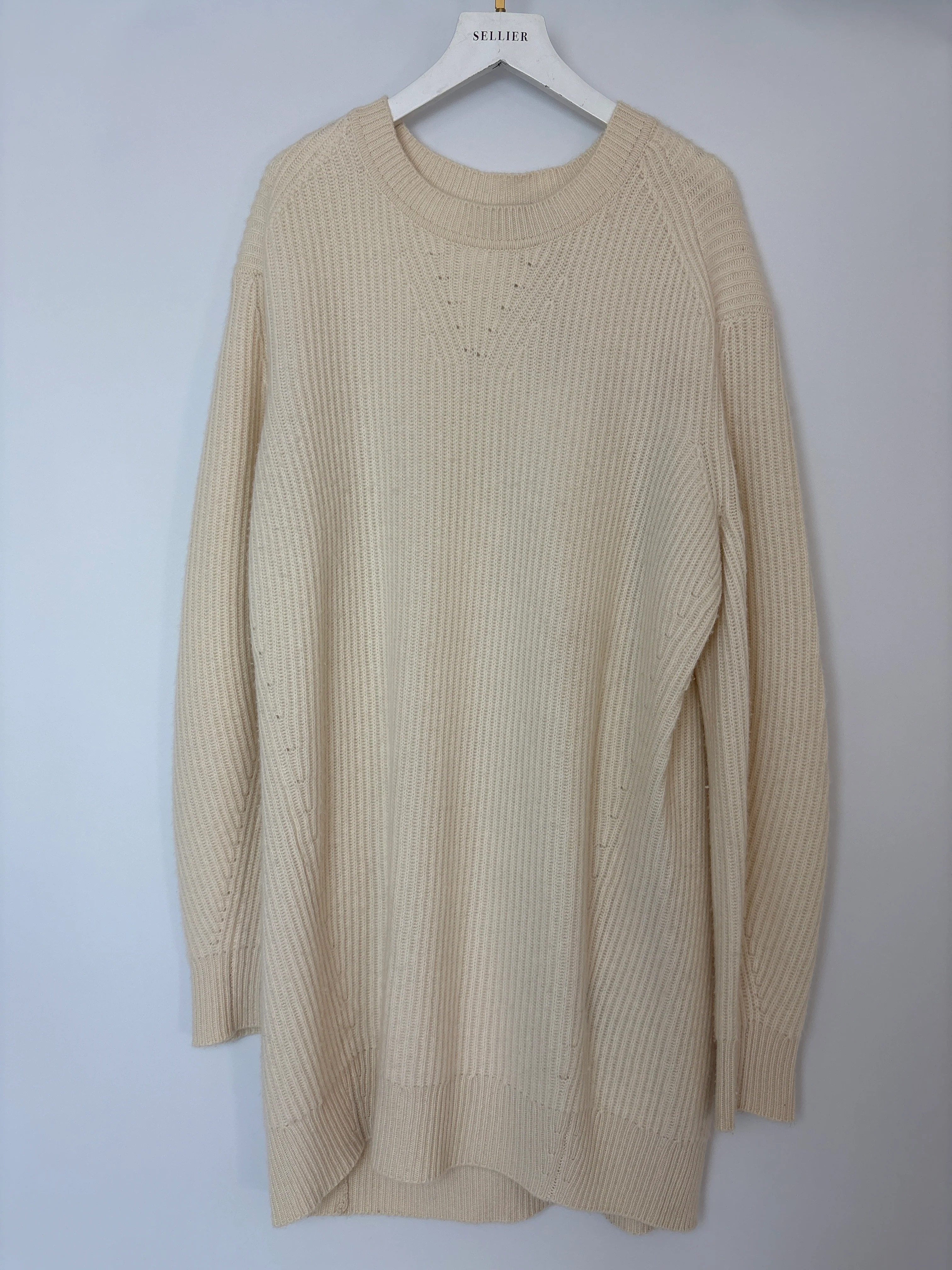 Rag & Bone Cream Round Neck Long-Line Knitted Jumper Size S (UK 8) - Image 4