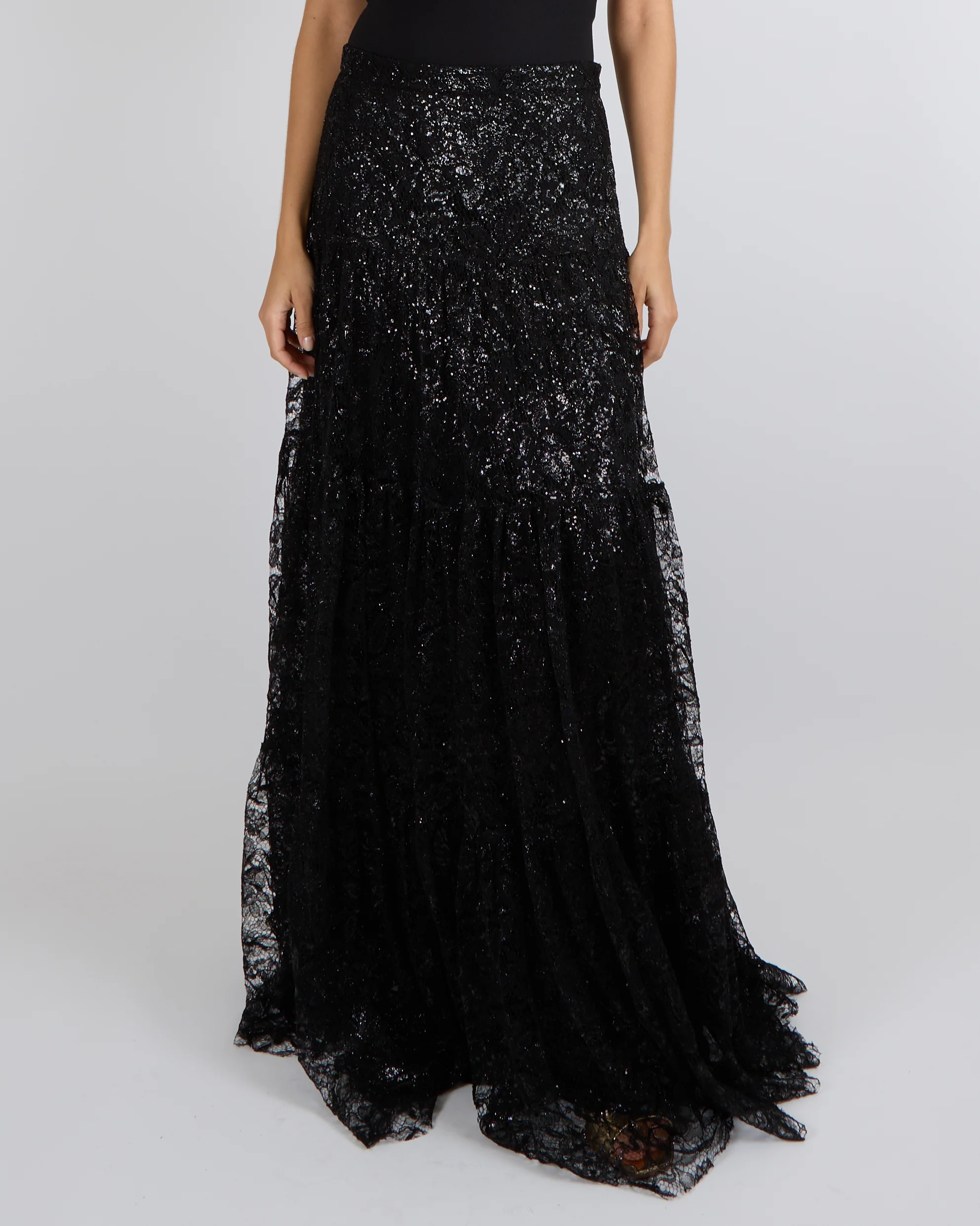 Ralph Lauren Purple Label Black Sequin Embellished Lace Maxi Skirt Size US 6 (UK 10) RRP £3,300 - Image 2