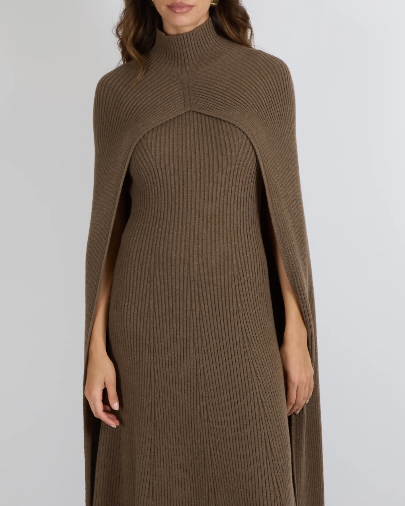 Ralph Lauren Fall 2024 Purple Label Brown Cashmere Knitted Sleeveless Maxi Dress and Cape Set Size M (UK 10) RRP £3,900 - Image 5