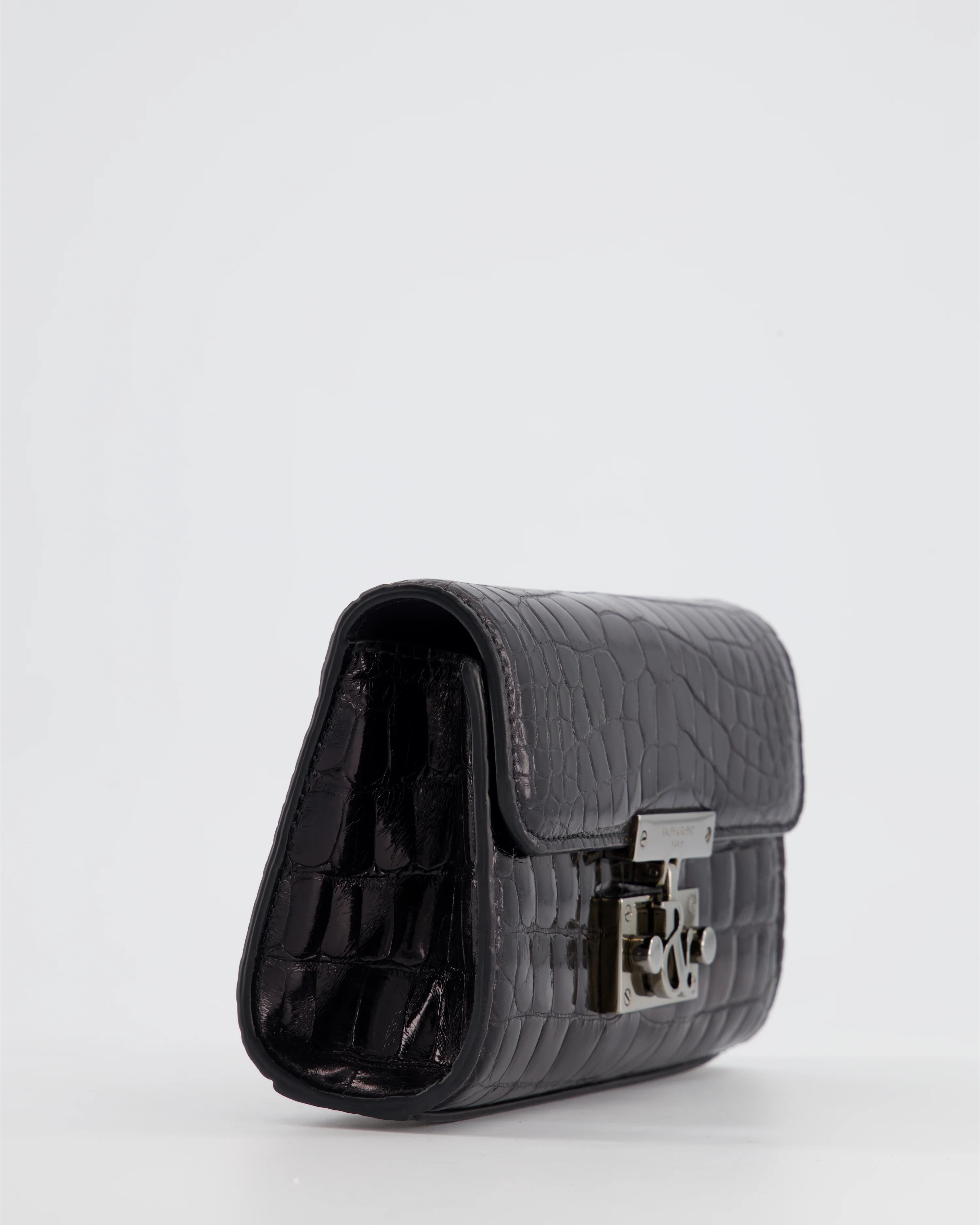 Ralph & Russo Black Croc Belt Bag with Gunmetal Hardware - Image 11