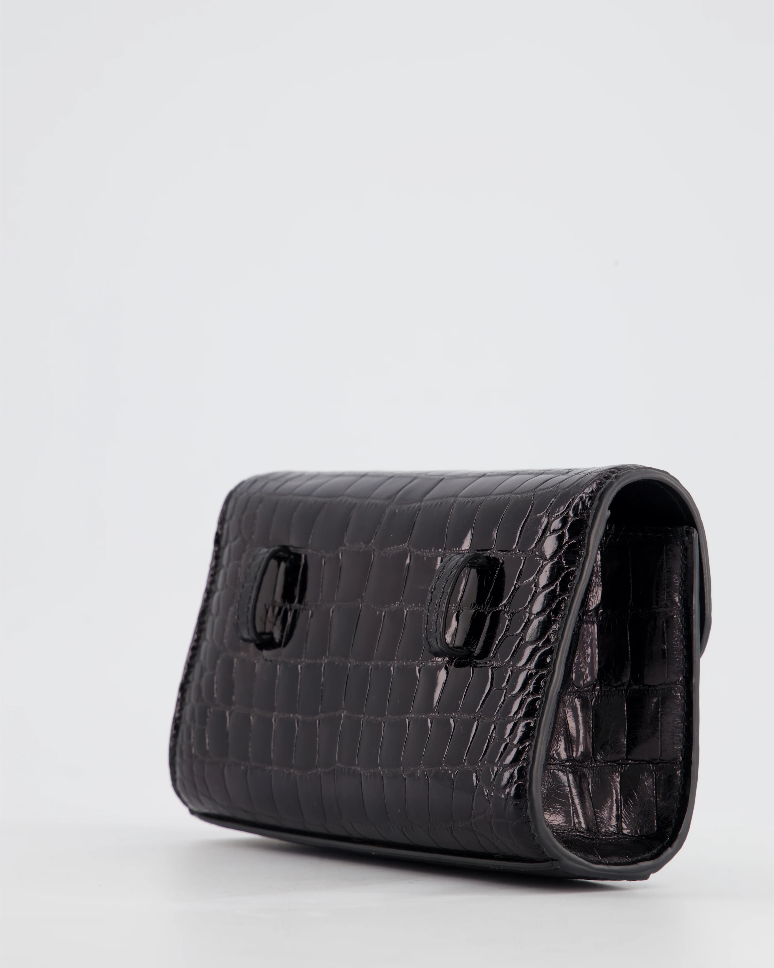 Ralph & Russo Black Croc Belt Bag with Gunmetal Hardware - Image 12