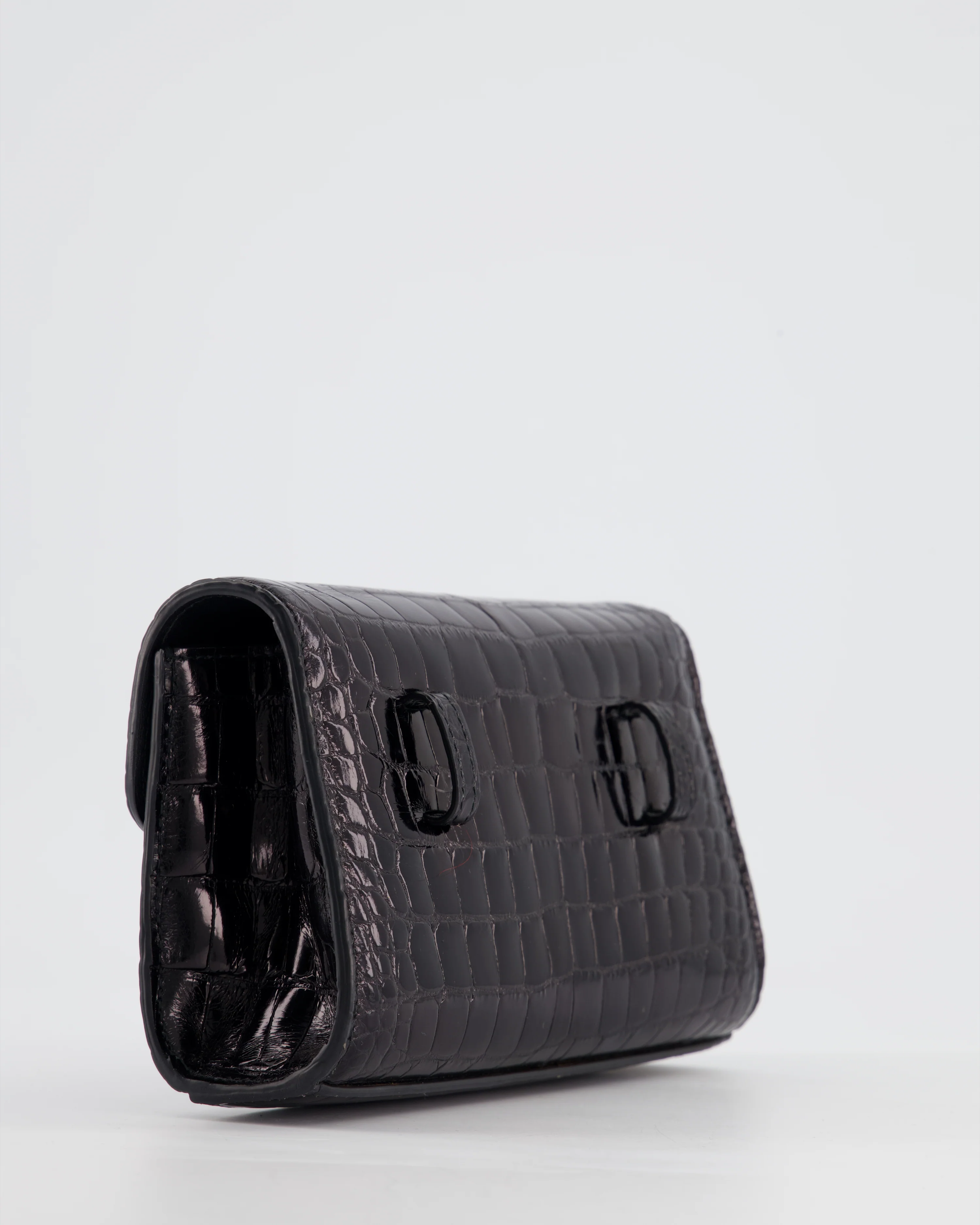 Ralph & Russo Black Croc Belt Bag with Gunmetal Hardware - Image 13