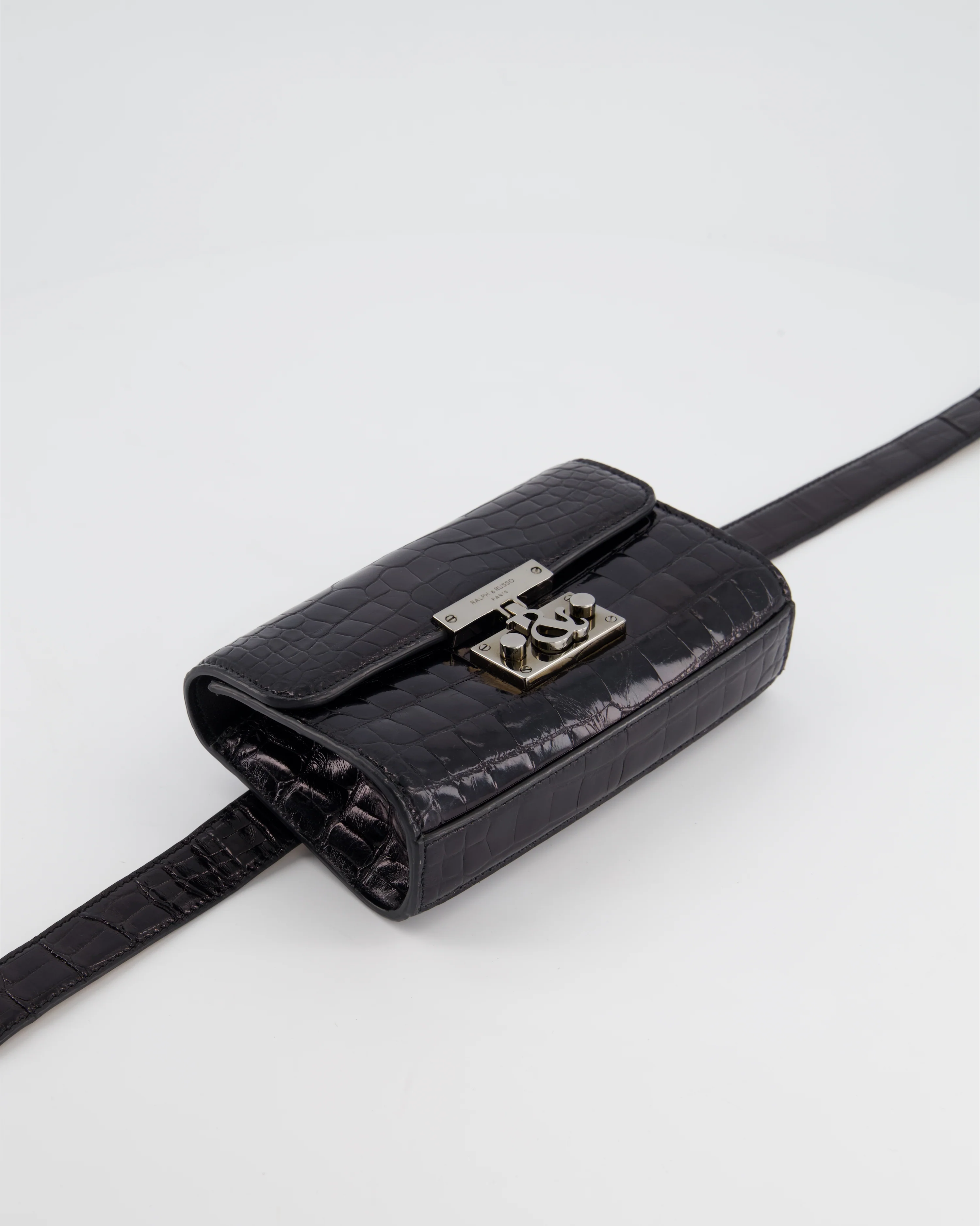 Ralph & Russo Black Croc Belt Bag with Gunmetal Hardware - Image 20
