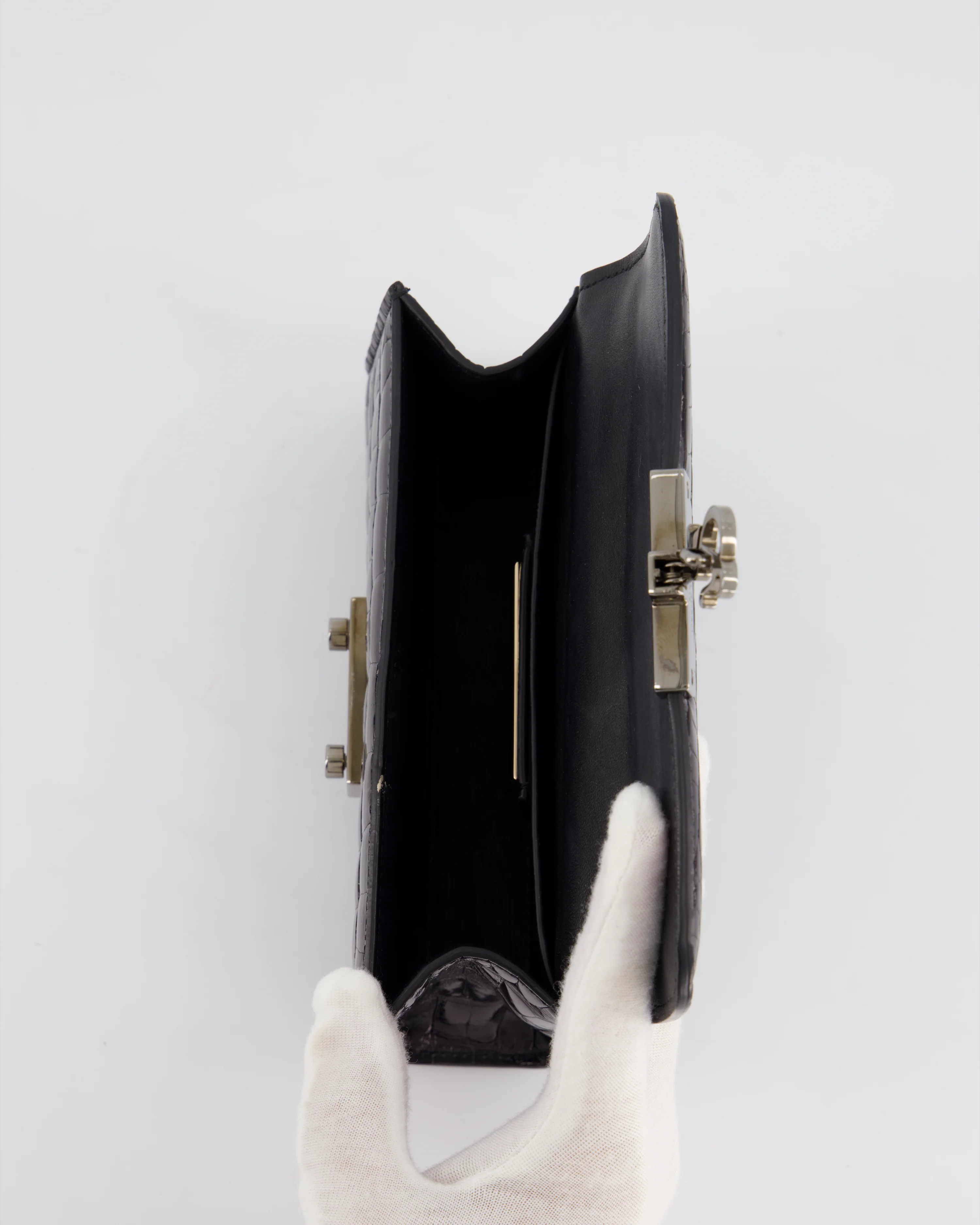 Ralph & Russo Black Croc Belt Bag with Gunmetal Hardware - Image 22
